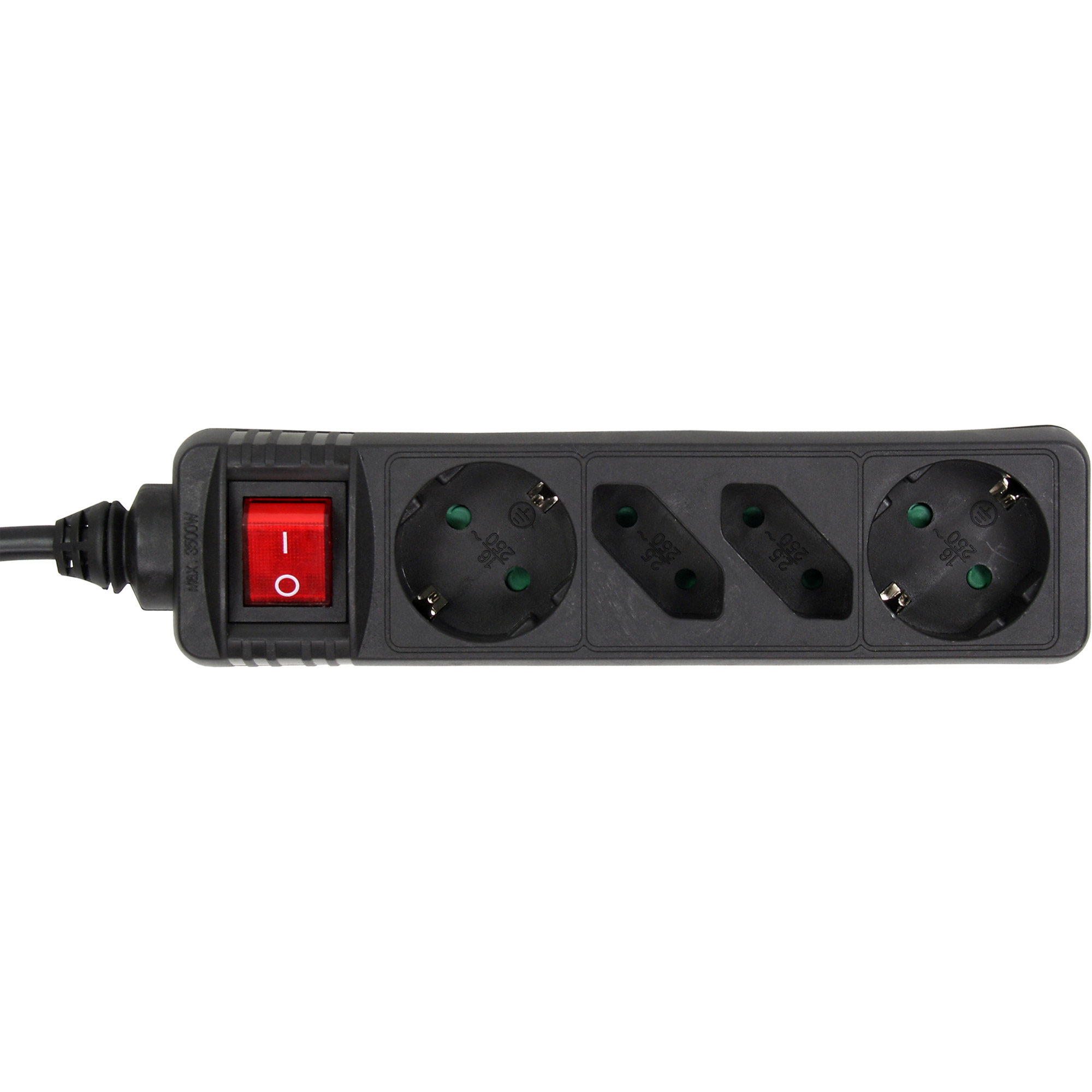 InLine Steckdosenleiste - 4-fach - 2x Schutzkontakt + 2x Euro - schwarz - 3m InLine Steckdosenleiste - 4-fach - 2x Schutzkontakt + 2x Euro - schwarz - 3m
