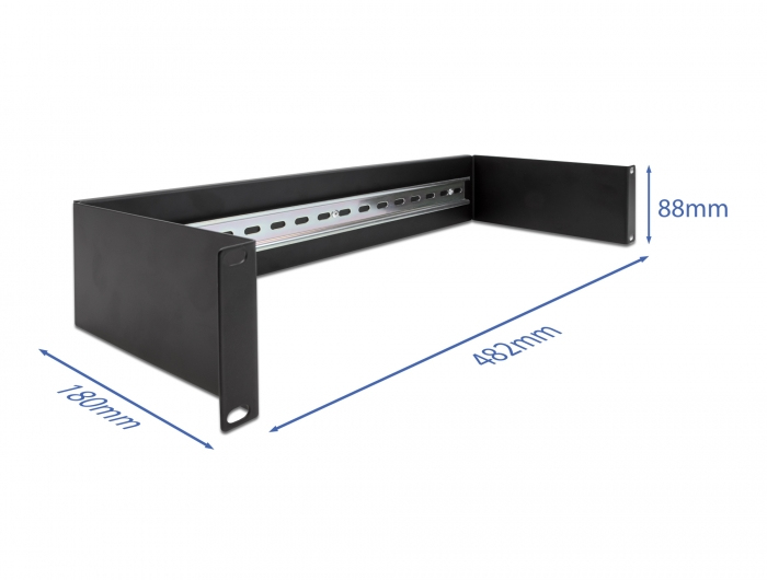 Delock DIN Schienenpanel - Rack montierbar - Schwarz - 2U - 48.3 cm (19")