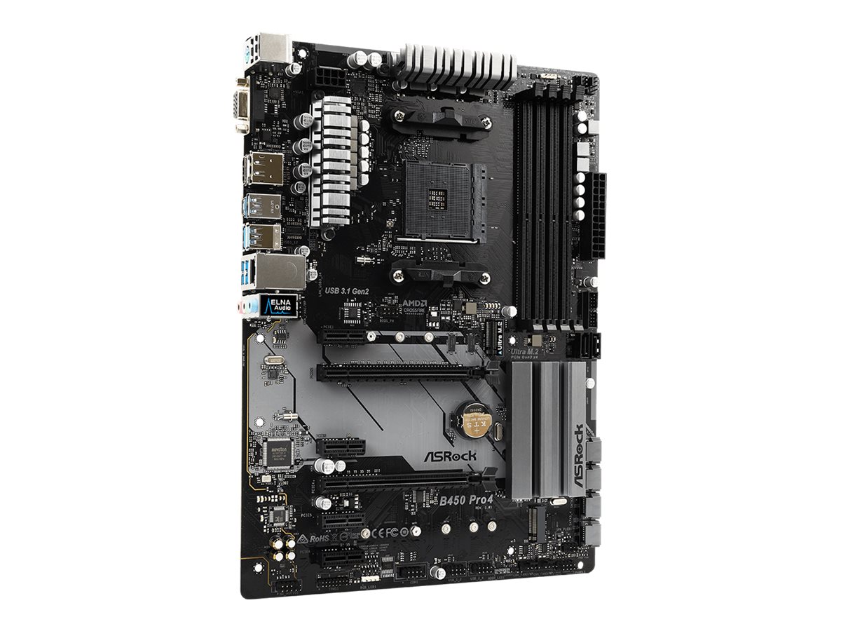 ASRock B450 Pro4, AMD, Sockel AM4, AMD Athlon, AMD Ryzen 2000 Series, AMD Ryzen 3000 Series, Sockel AM4, DDR4-SDRAM, 128 GB