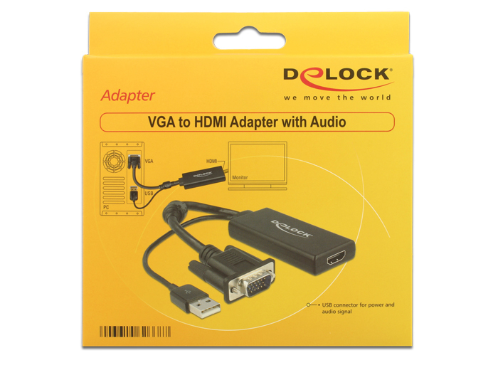 Delock Videokonverter - VGA - HDMI - Schwarz