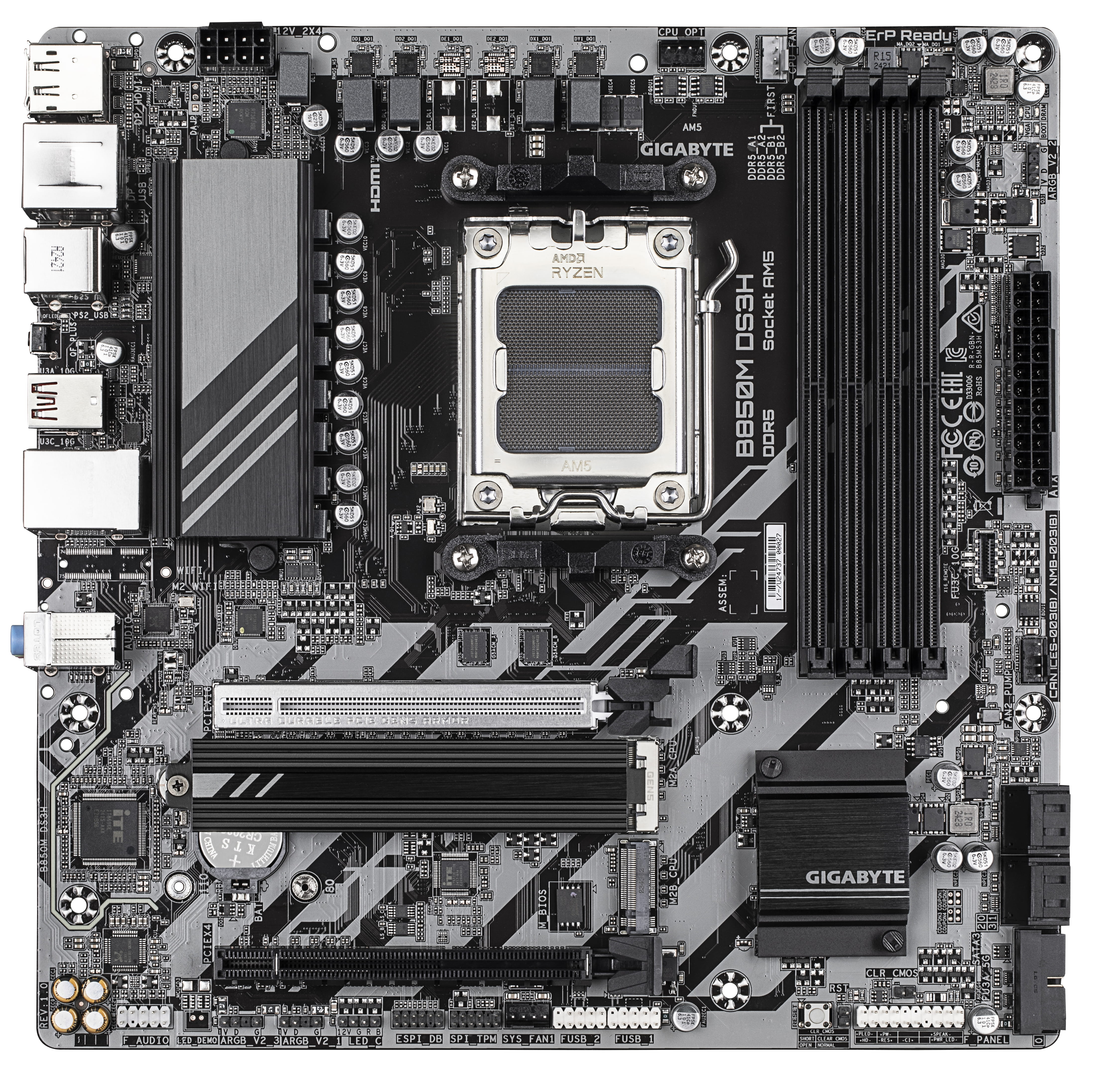 Gigabyte B850M DS3H - Motherboard - micro ATX - Socket AM5 - AMD B850 Chipsatz - USB-C 3.2 Gen 1, USB 3.2 Gen 2, USB 3.2 Gen 1 - 2.5 Gigabit LAN - Onboard-Grafik (CPU erforderlich)