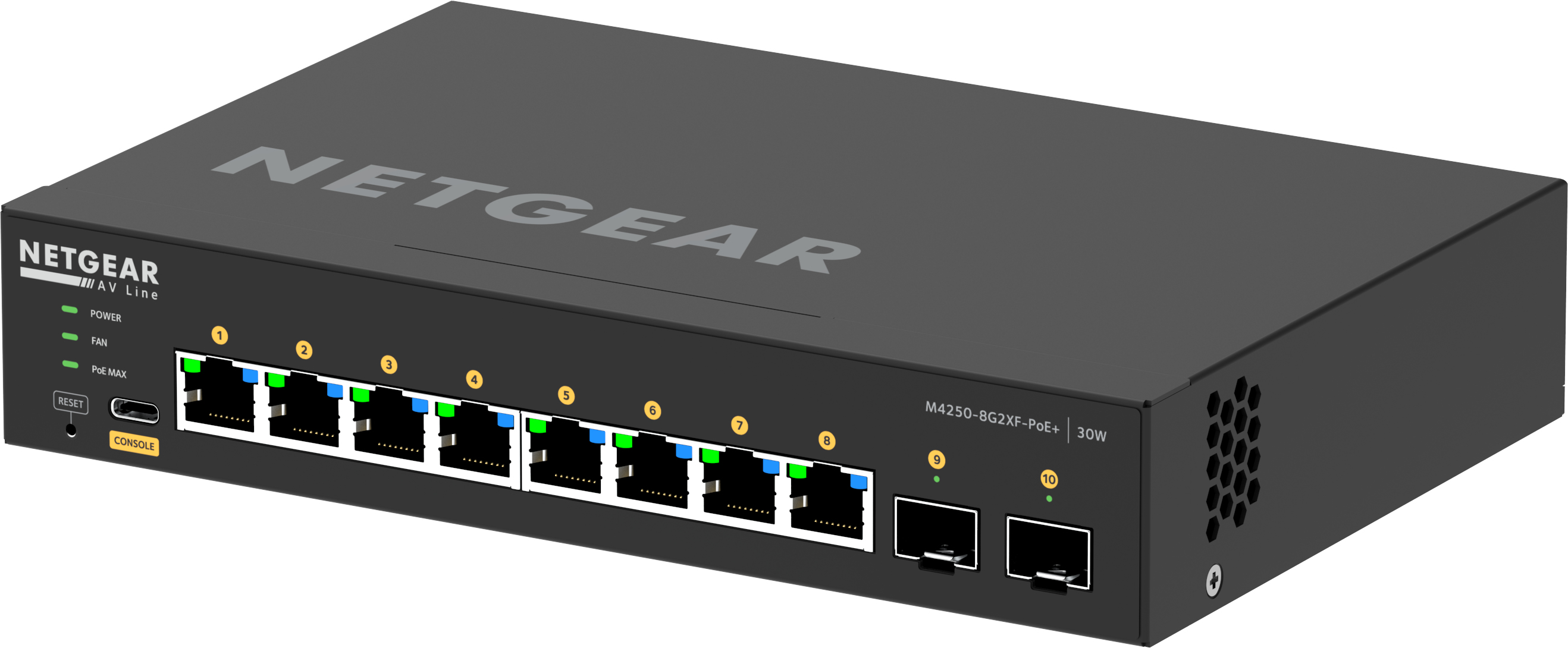 Netgear AV Line M4250-8G2XF-PoE+ - Switch - L3 - managed - 8 x 10/100/1000 (8 PoE+)