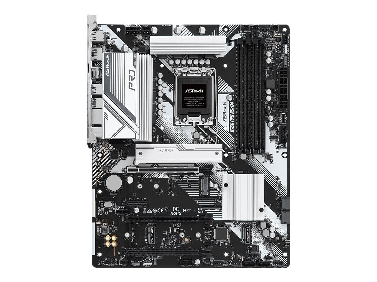 ASRock B760 PRO RS/D4 - Motherboard - ATX - LGA1700 Sockel - B760 Chipsatz - USB-C 3.2 Gen2, USB-C 3.2 Gen 1, USB 3.2 Gen 1 - 2.5 Gigabit LAN - Onboard-Grafik (CPU erforderlich)