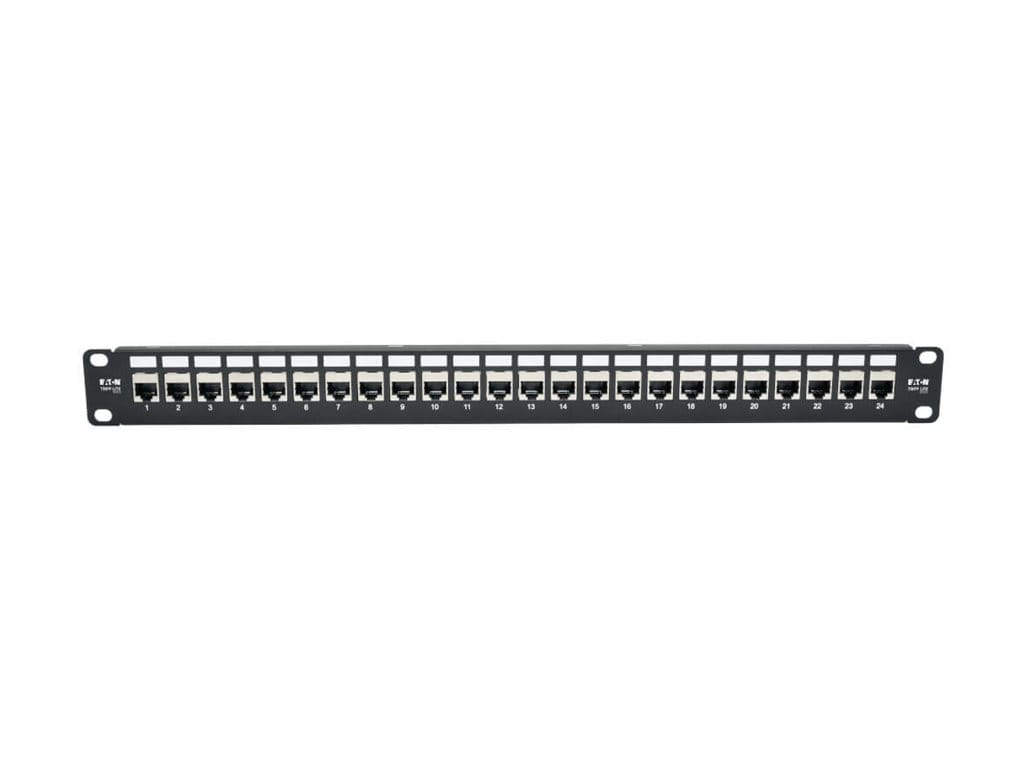 Tripp Eaton Tripp Lite Series 24-Port Cat6a Patch Panel Shielded Feedthrough Rackmount RJ45 1U - Patch Panel - CAT 6a - STP - RJ-45 X 24 - 1U - 48.3 cm (19")