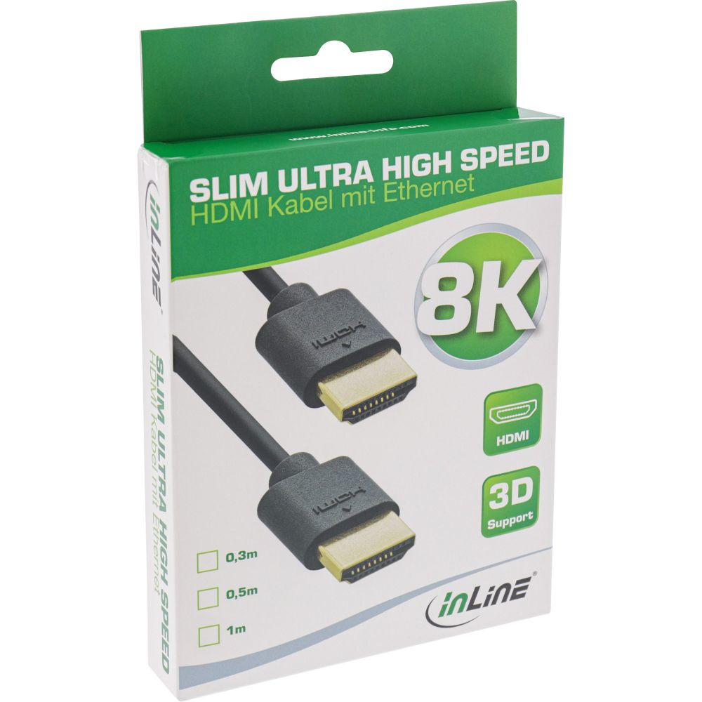 InLine Slim Ultra High Speed HDMI Kabel - 8K4K - Stecker / Stecker - 0,5m