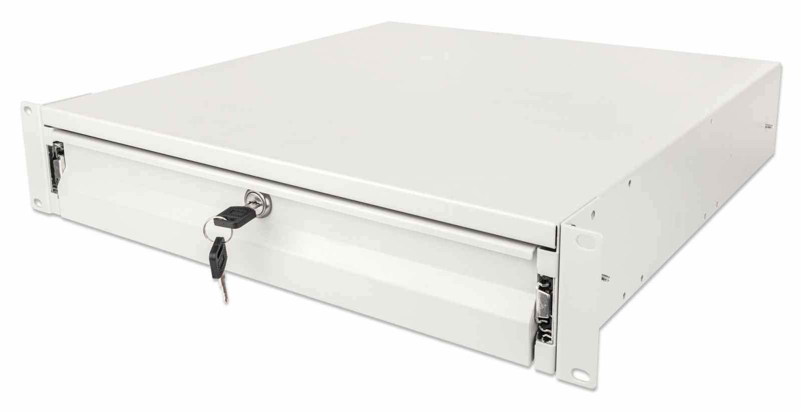 Intellinet 19" Storage Drawer, 2U, Lockable, 466mm Depth, Grey - Rack Storage Drawer - Grau, RAL 7035 - 2U - 48.3 cm (19")