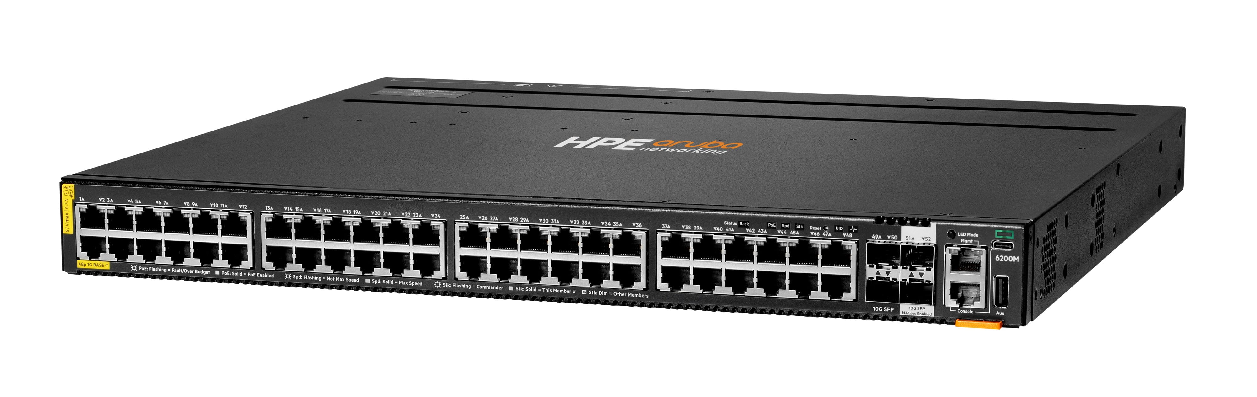 HPE Aruba Networking 6200M 48G Class4 PoE 4SFP+ Switch - Switch - max. Stapelentfernung 10 km - L3 - managed - 48 x 10/100/1000 (PoE+)