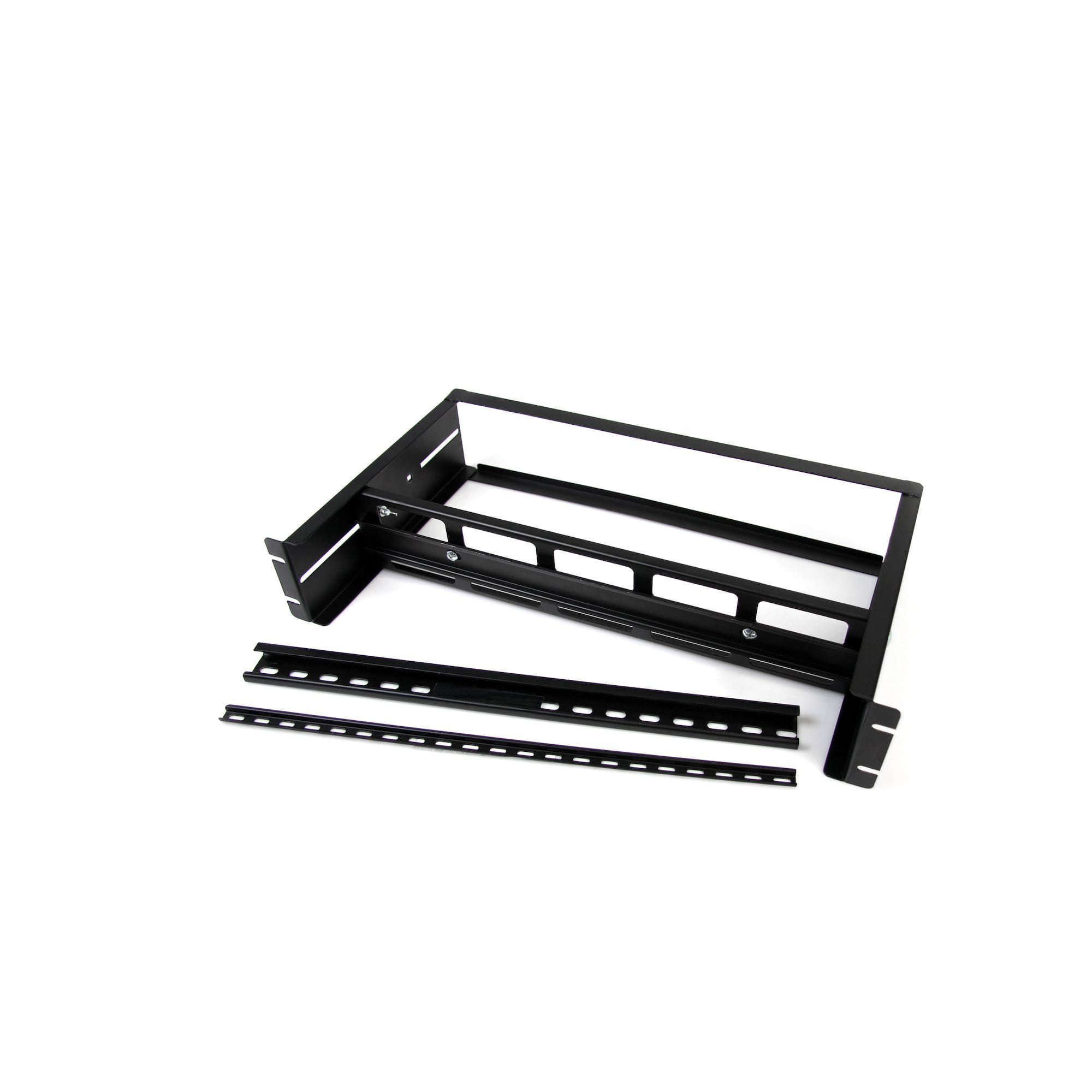 StarTech.com 19" DIN Rail Rackmount Kit einstellbar mit Hutschiene/Mini/ G-Schiene - Rack-Schienen-Kit - Schwarz - 2U - 48.3 cm (19")