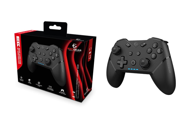 EgoGear SC20-NS-BT-BK, Gamepad, Nintendo Switch, Schaltfläche Zurück, D-Pad, Richtungstasten, Menü-Taste, Schaltfläche Optionen, Schaltfläche Teilen, Kabellos, Bluetooth, Schwarz