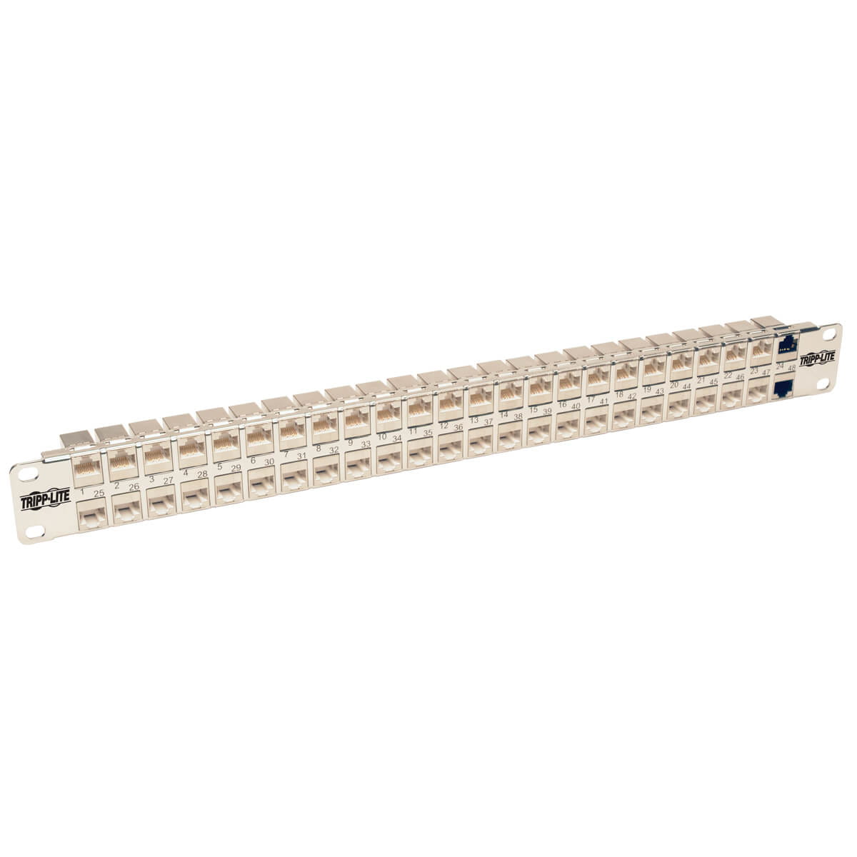 Tripp Eaton Tripp Lite Series 48-Port Cat6a Patch Panel Rackmount Shielded Feedthrough RJ45 1U - Patch Panel - CAT 6a - STP - RJ-45 X 48 - 1U - 48.3 cm (19")