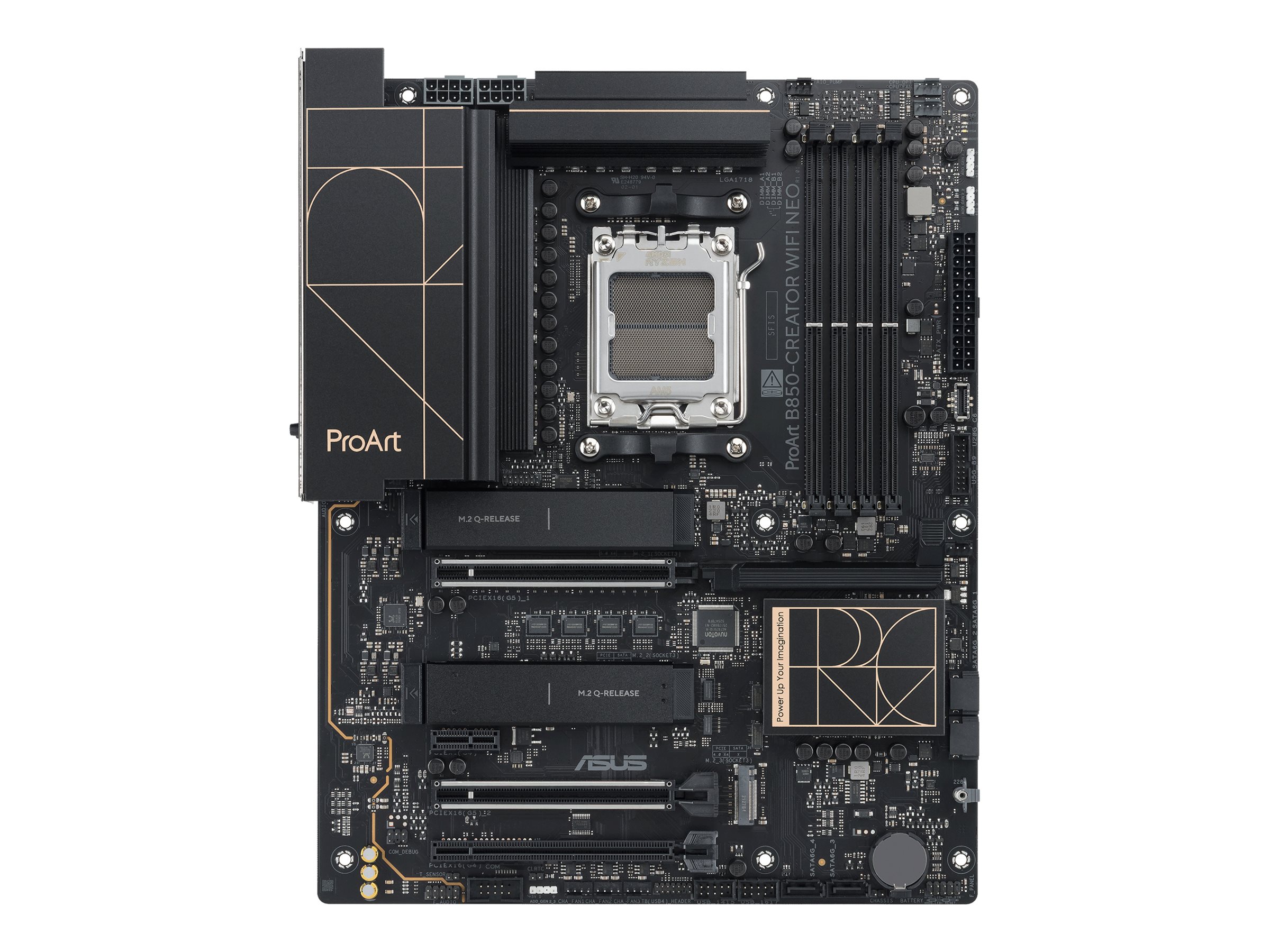 ASUS ProArt B850-CREATOR WIFI NEO - Motherboard - ATX - Socket AM5 - AMD B850 Chipsatz - USB-C 3.2 Gen 2x2, USB-C 3.2 Gen2, USB 3.2 Gen 2, USB 3.2 Gen 1, USB4, USB-C 3.2 Gen 1 - 2 x 5 Gigabit LAN, Wi-Fi 7, Bluetooth - Onboard-Grafik (CPU erforderlich)