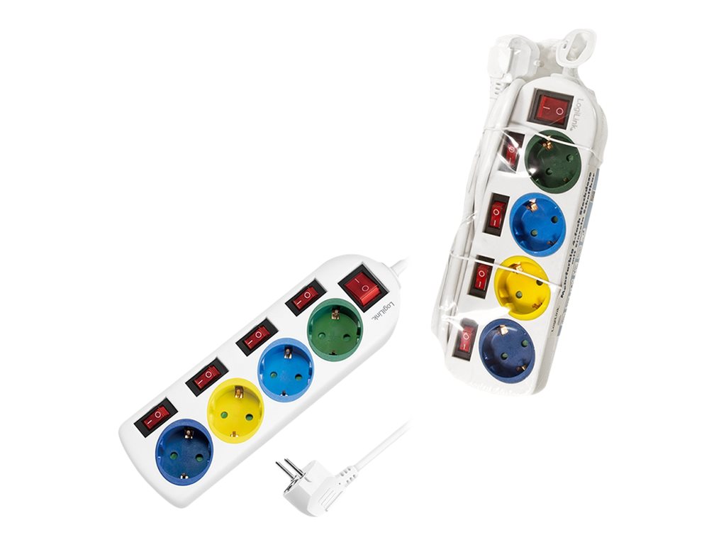 LogiLink Multicolor - Steckdosenleiste - Wechselstrom 250 V - 3680 Watt - Ausgangsanschlüsse: 4 (4 x CEE 7/3)