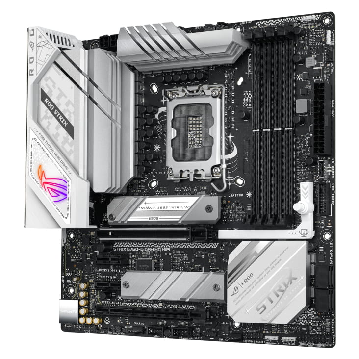 ASUS ROG STRIX B760-G GAMING WIFI - Motherboard - micro ATX - LGA1700-Sockel - B760 Chipsatz - USB-C 3.2 Gen 2x2, USB 3.2 Gen 1, USB 3.2 Gen 2, USB-C 3.2 Gen 1, USB-C 3.2 Gen2 - 2.5 Gigabit LAN, Wi-Fi 6E, Bluetooth - Onboard-Grafik (CPU erforderlich)