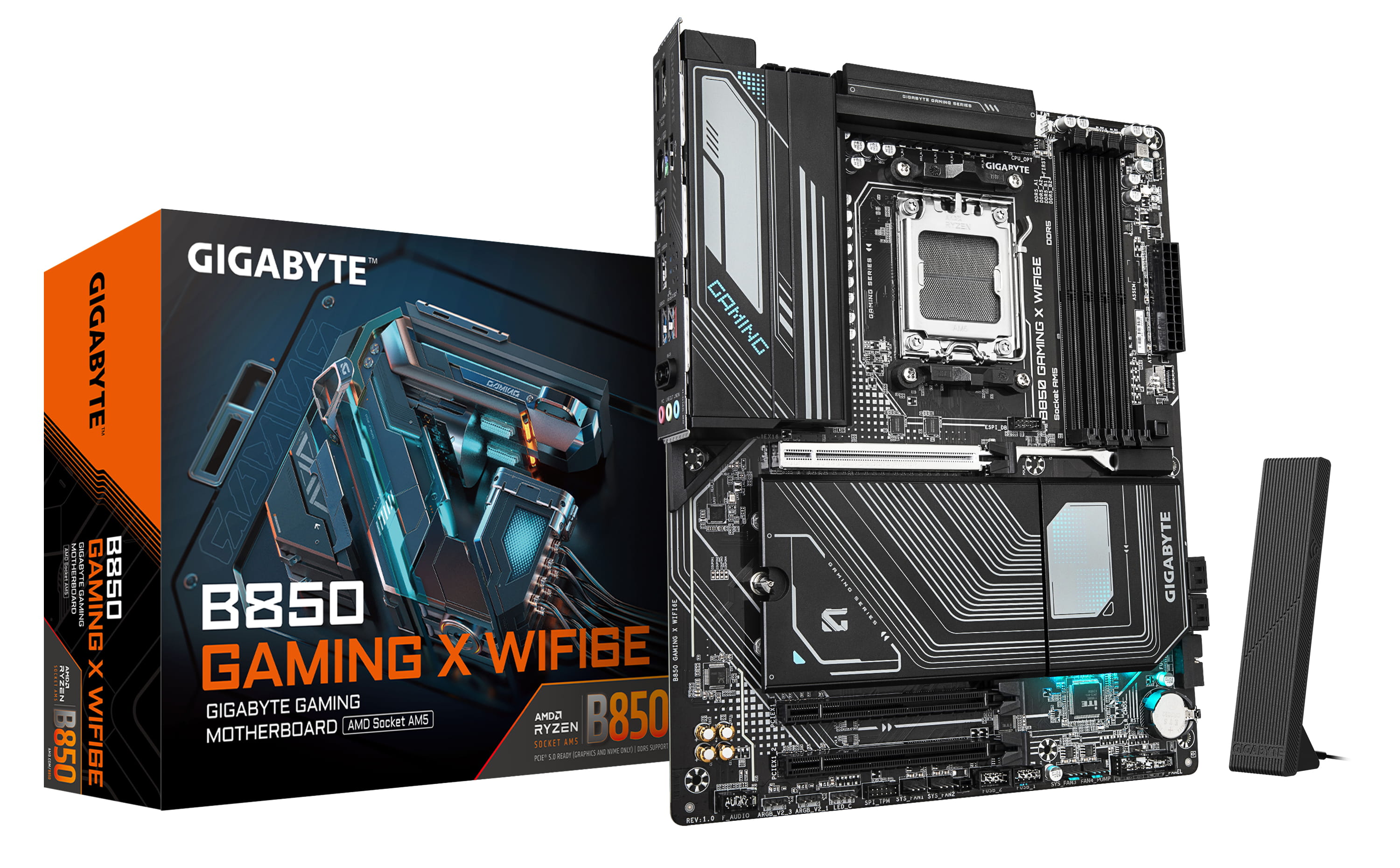 Gigabyte B850 GAMING X WIFI6E - Motherboard - ATX - Socket AM5 - AMD B850 Chipsatz - USB-C 3.2 Gen 2x2, USB-C 3.2 Gen2, USB 3.2 Gen 2, USB 3.2 Gen 1 - Wi-Fi 6E, Bluetooth, 2.5 Gigabit LAN - Onboard-Grafik (CPU erforderlich)