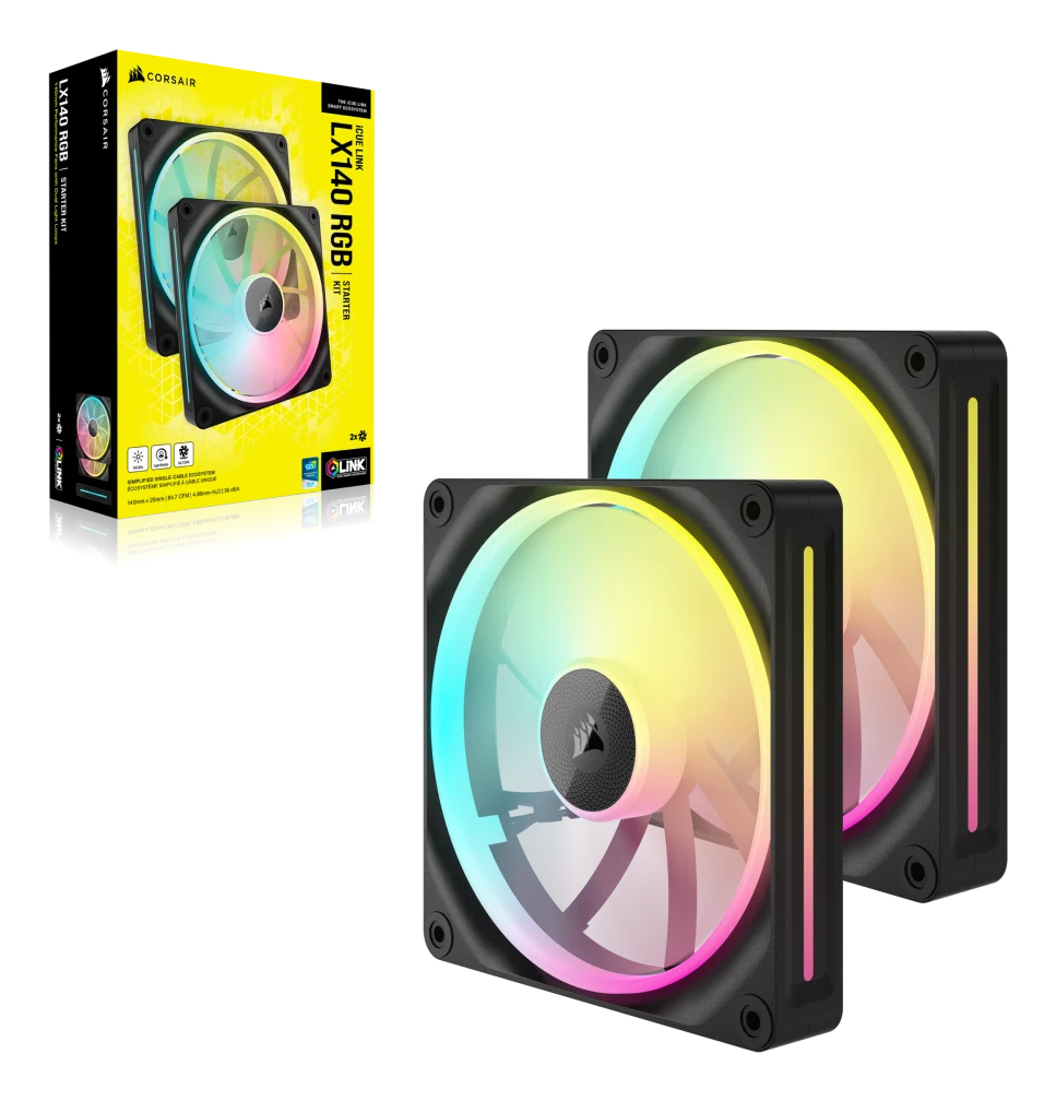 Corsair iCUE Link LX140 RGB - Gehäuselüfter - 140 mm - Schwarz (Packung mit 2)