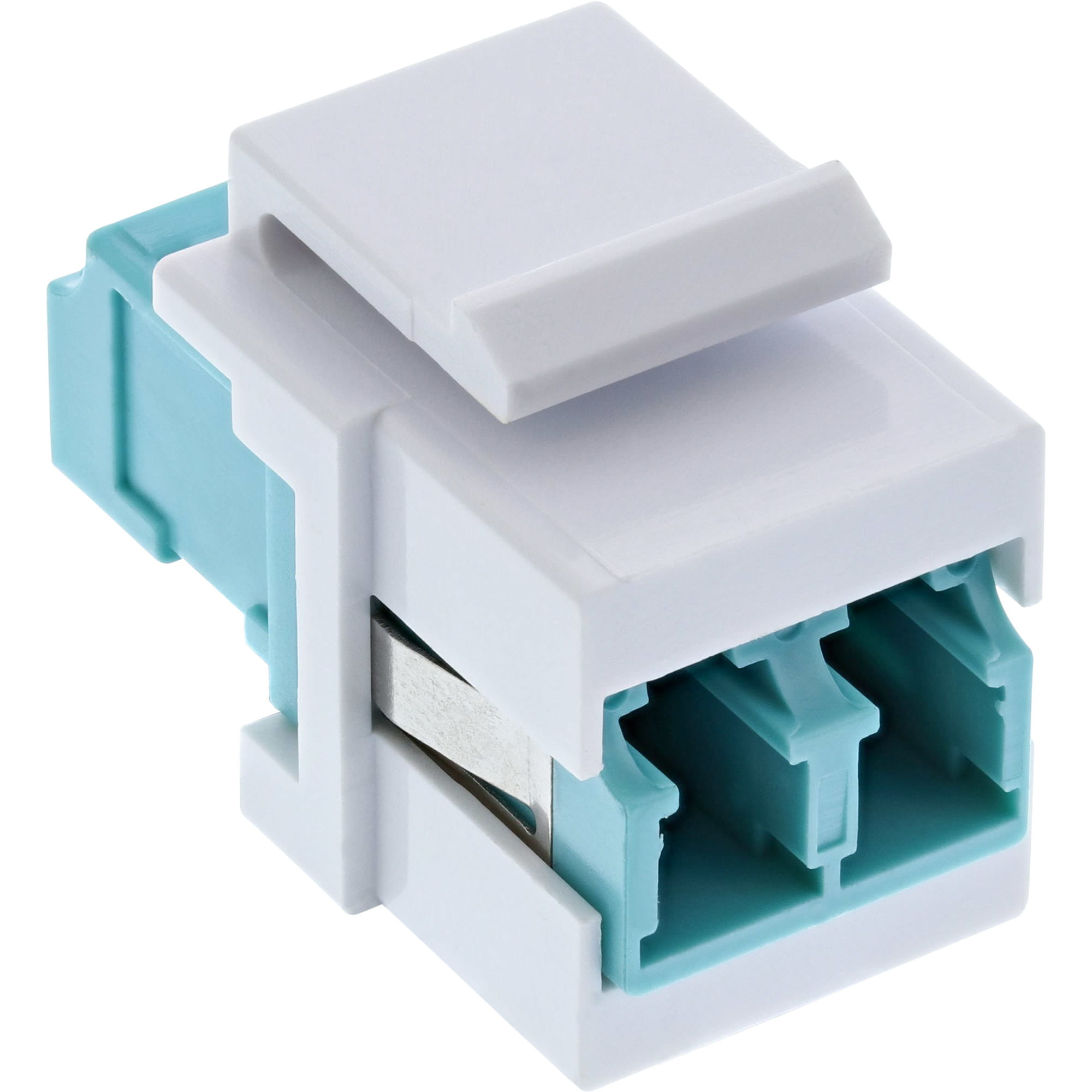 InLine LWL Keystone Snap-in Kupplung weiß - Duplex LC/LC - multimode - türkis