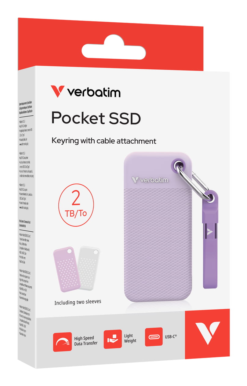 Verbatim Pocket - Color Edition - SSD - 2 TB - Schlüsselanhänger mit Kabelanschluss - extern (tragbar)