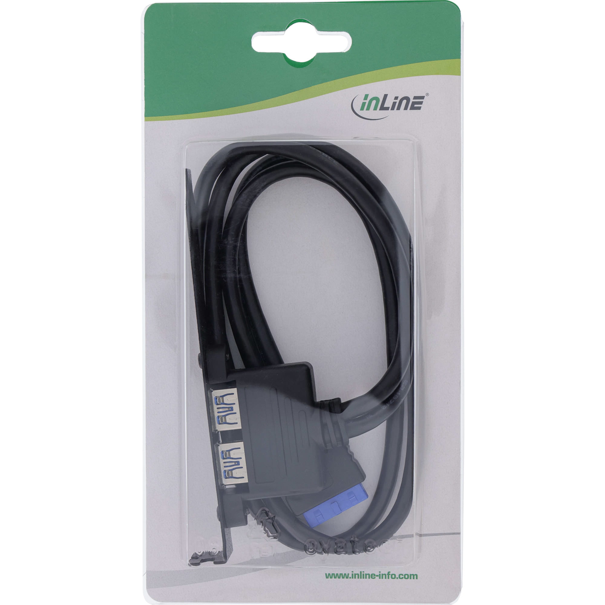 InLine Slotblech USB 3.2 Gen.1 - 2x USB-A Buchse auf intern Mainboard 0,5m