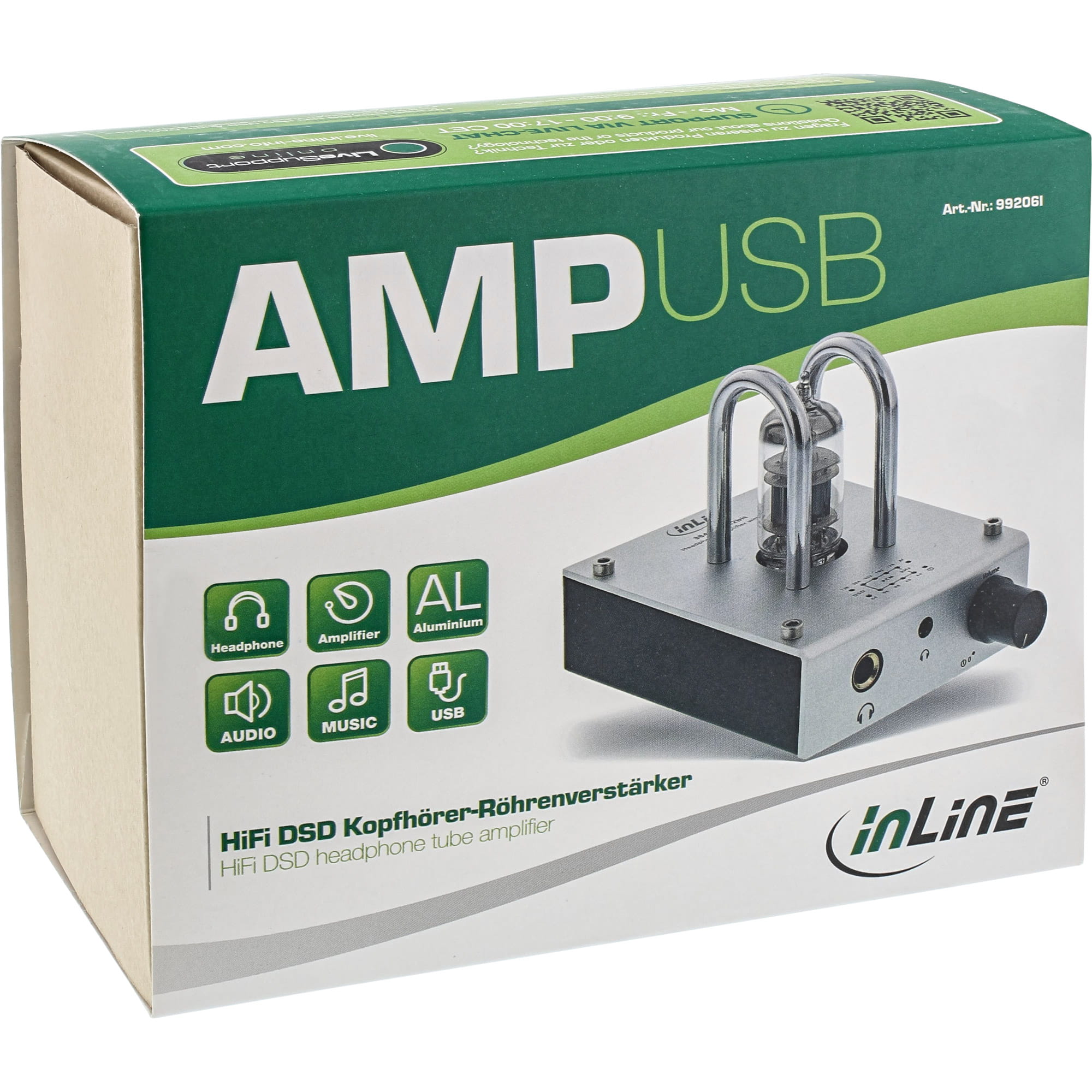 InLine AmpUSB - Hi-Res AUDIO HiFi DSD Kopfhörer-Röhrenverstärker - 384kHz/32-Bit