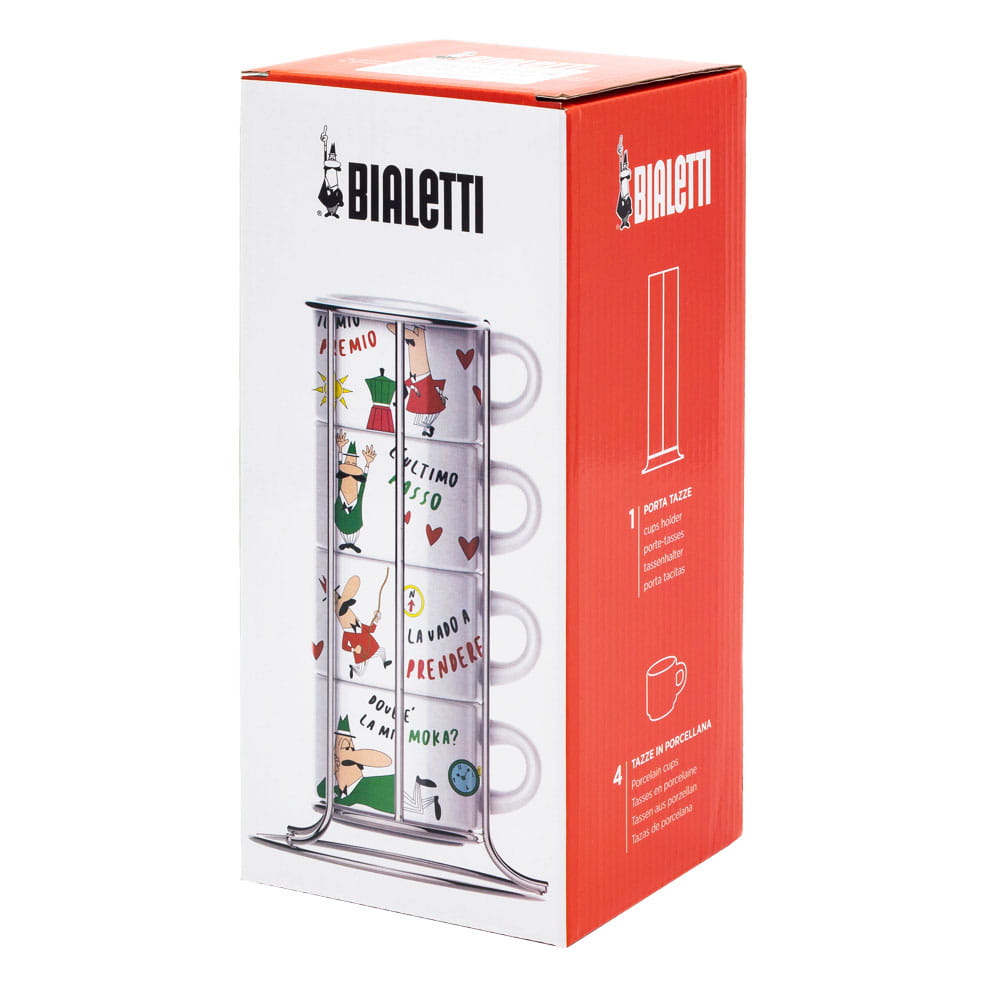 Bialetti L'Omino Italiano, Set, Mehrfarbig, Keramik, Cappuccino, 4 Stück(e), Box