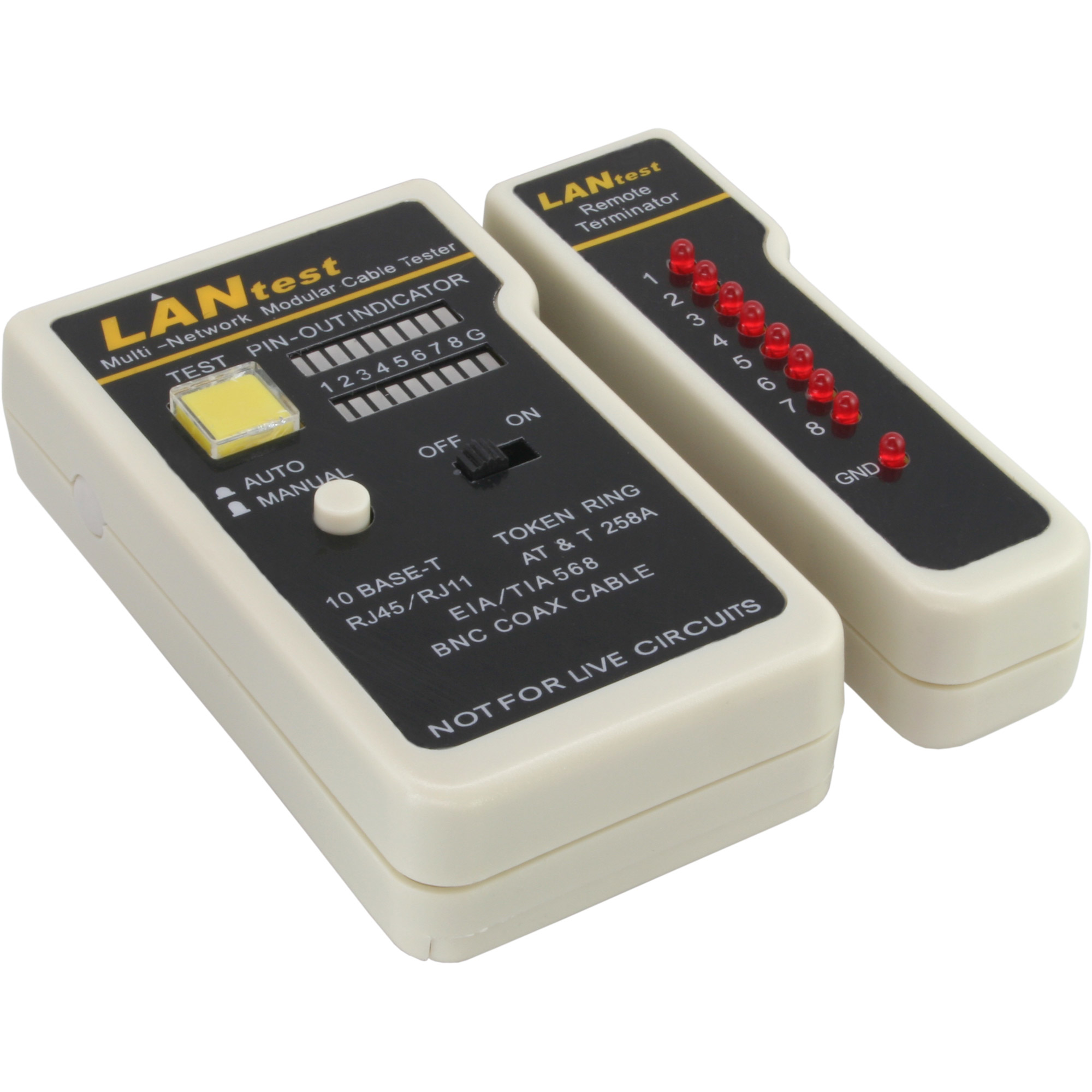 InLine Tester für BNC - RJ11 - RJ45 mit Tasche