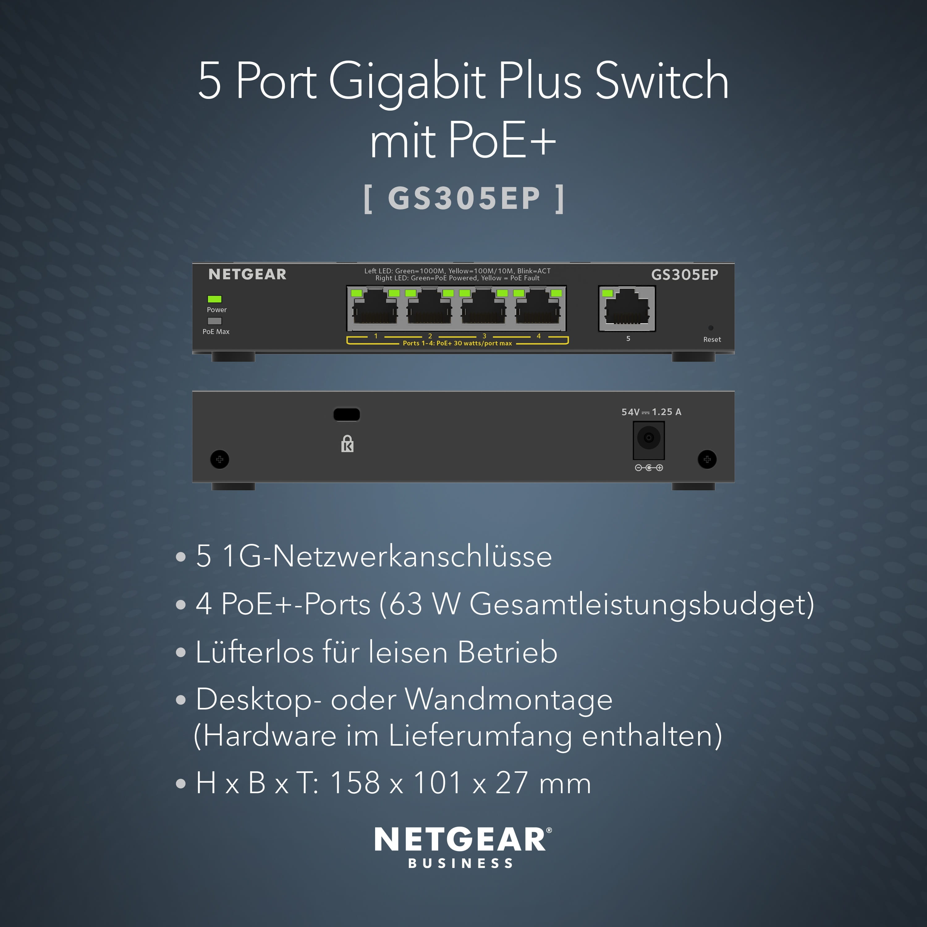 Netgear Plus GS305EP - Switch - Smart - 5 x 10/100/1000 (4 PoE+)