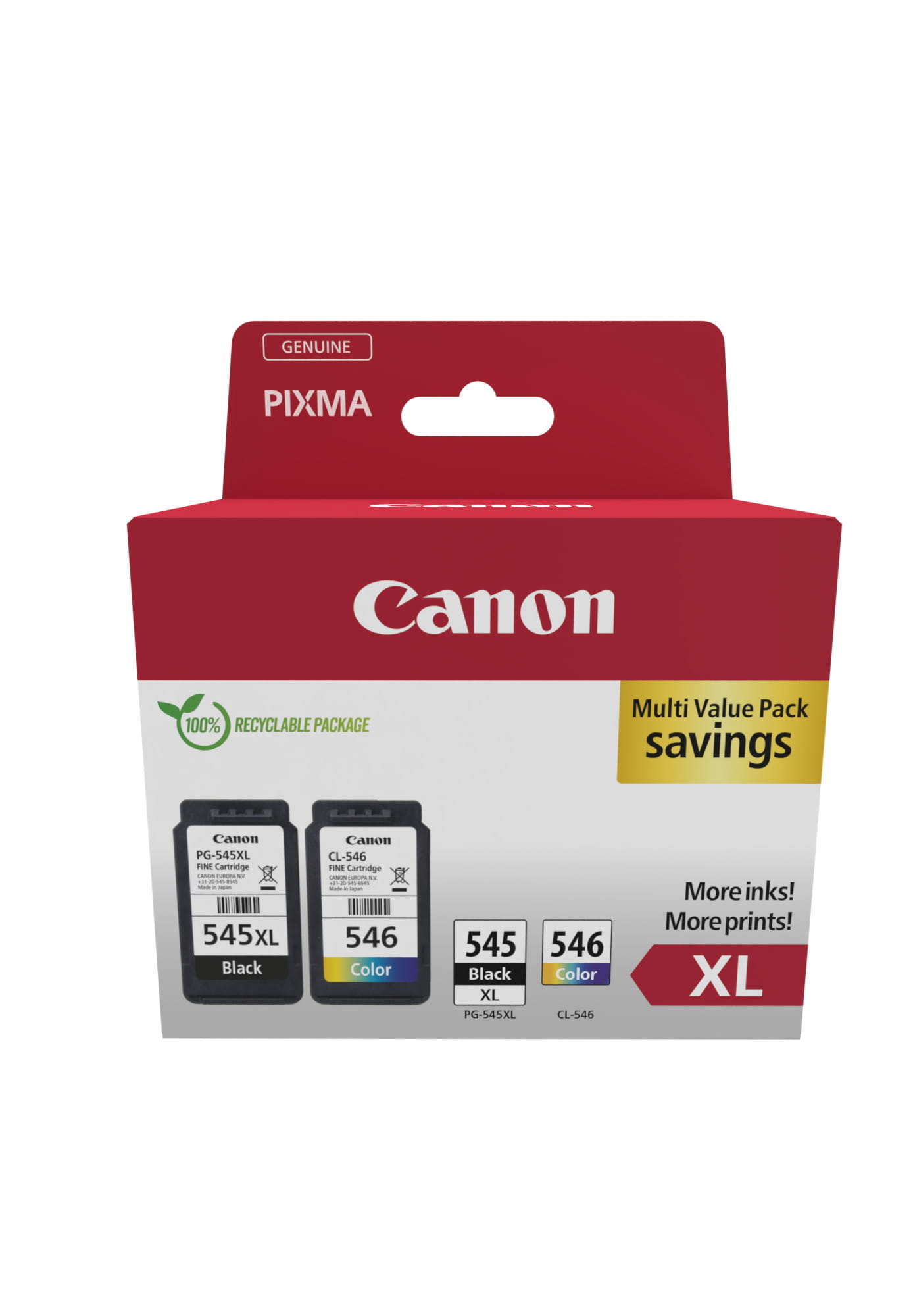 Canon PG-545 XL/CL-546XL Photo Value Pack - Glänzend - 2er-Pack - Hohe Ergiebigkeit - Schwarz, Farbe (Cyan, Magenta, Gelb)