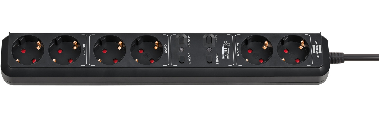 Brennenstuhl Connect Eco-Line WS EL01 DE - Smart Power-Steckdosenleiste - AC 220-250 V - 3680 Watt - Wi-Fi - Eingabe, Eingang Stromversorgung - Ausgangsanschlüsse: 6 (6 Stecker, 2 polig)