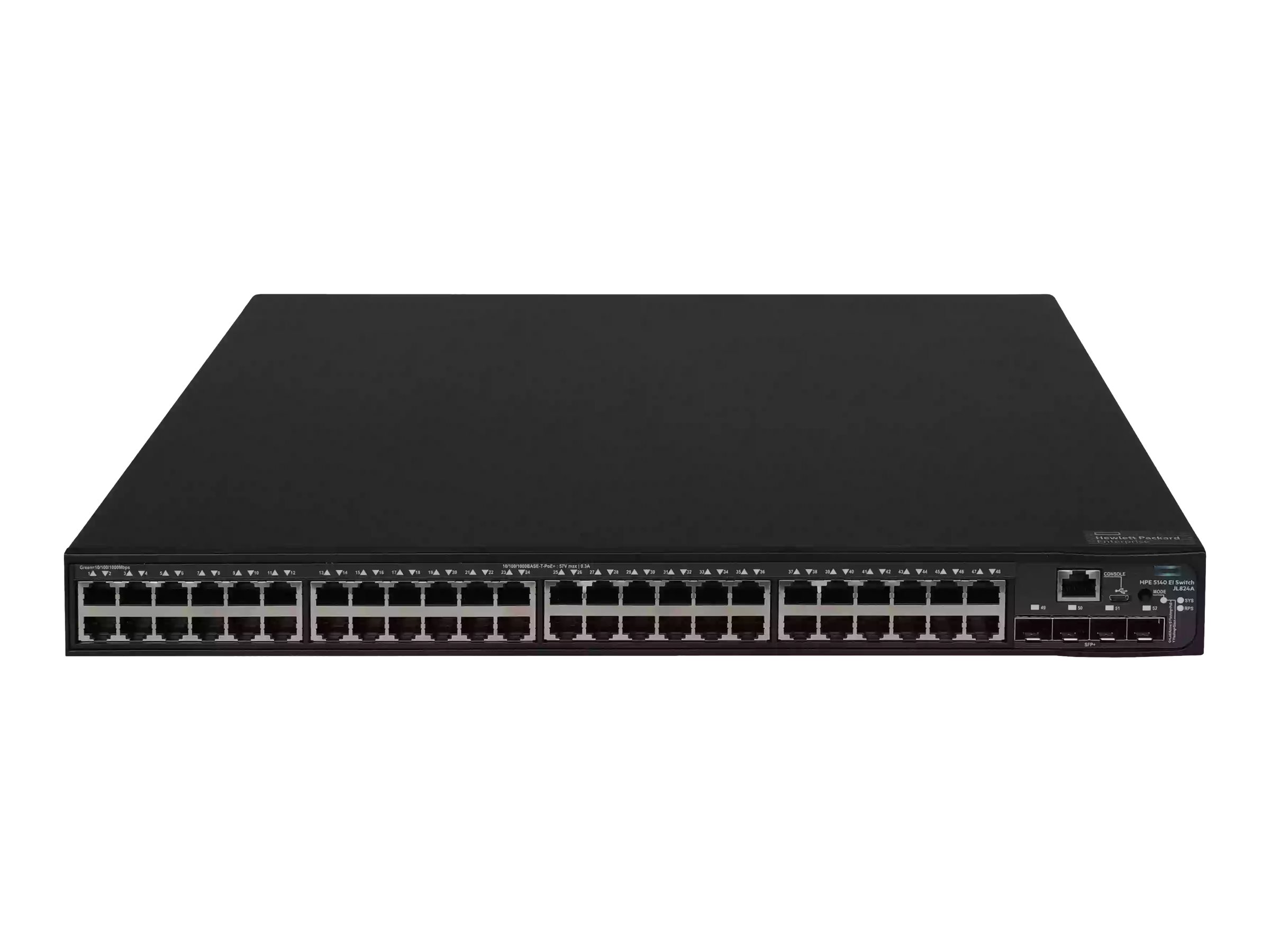 HPE FlexNetwork 5140 48G PoE+ 4SFP+ EI, Managed, L3, Gigabit Ethernet (10/100/1000), Power over Ethernet (PoE), Rack-Einbau, 1U