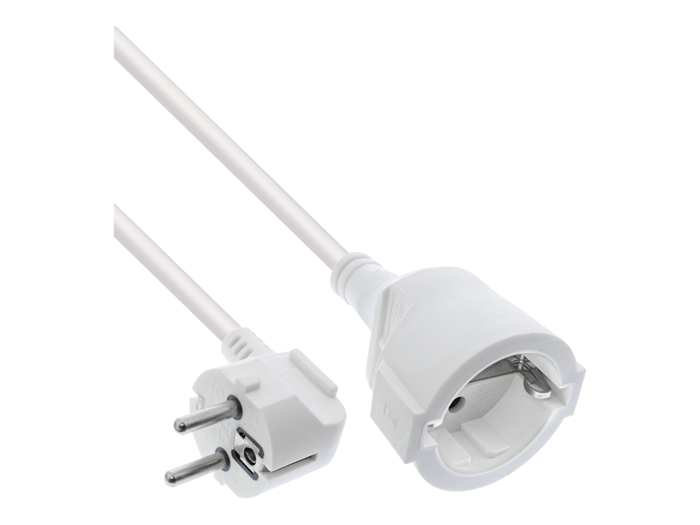InLine Strom-Verlängerung Schutzkontakt Stecker gewinkelt / Buchse - weiß - 15m