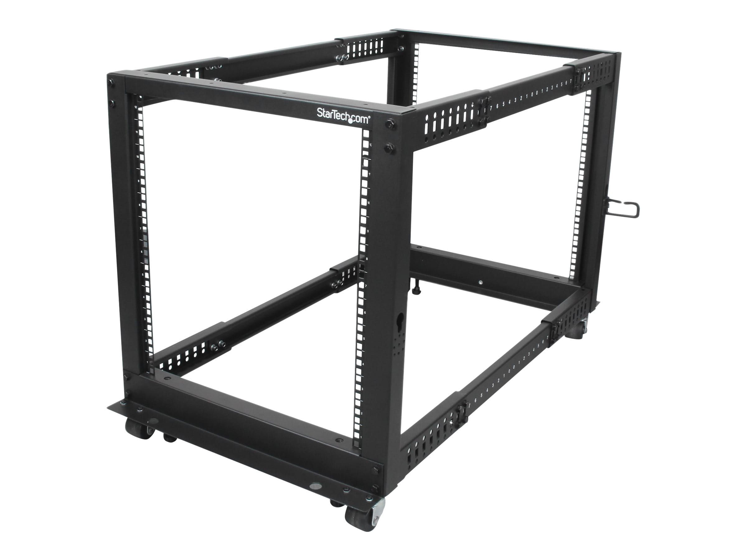 StarTech.com 12HE 4 Pfosten Open Frame Server Rack tiefenverstellbar mit Rollen / Nivellierfüße und Kabelverwaltung - Dell PowerEdge HP ProLiant ThinkServer (4POSTRACK12U)