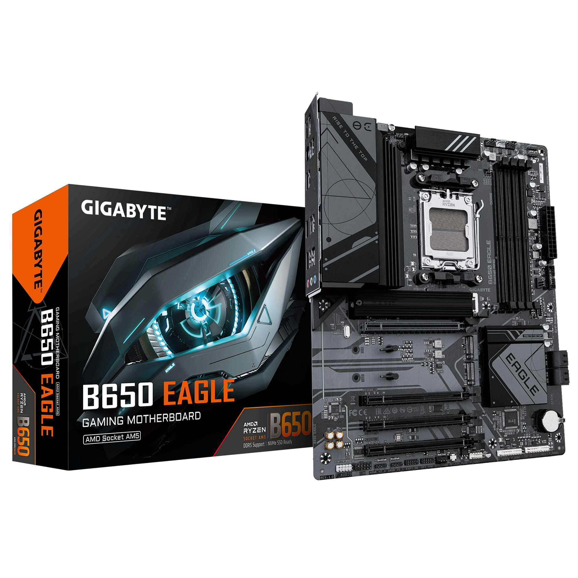 Gigabyte B650 EAGLE - Motherboard - ATX - Socket AM5 - AMD B650 Chipsatz - USB-C 3.2 Gen 1, USB 3.2 Gen 2, USB 3.2 Gen 1 - Gigabit LAN - Onboard-Grafik (CPU erforderlich)