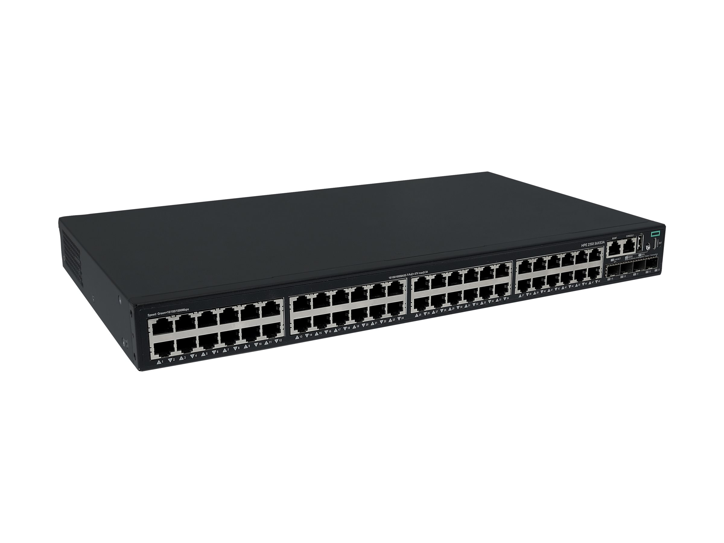 HPE Networking Comware 2150 48p 10M/100M/1G PoE+ 4p SFP+ 1G/10G 390W - Switch - L3 - managed - 48 x 10/100/1000Base-T (PoE+)