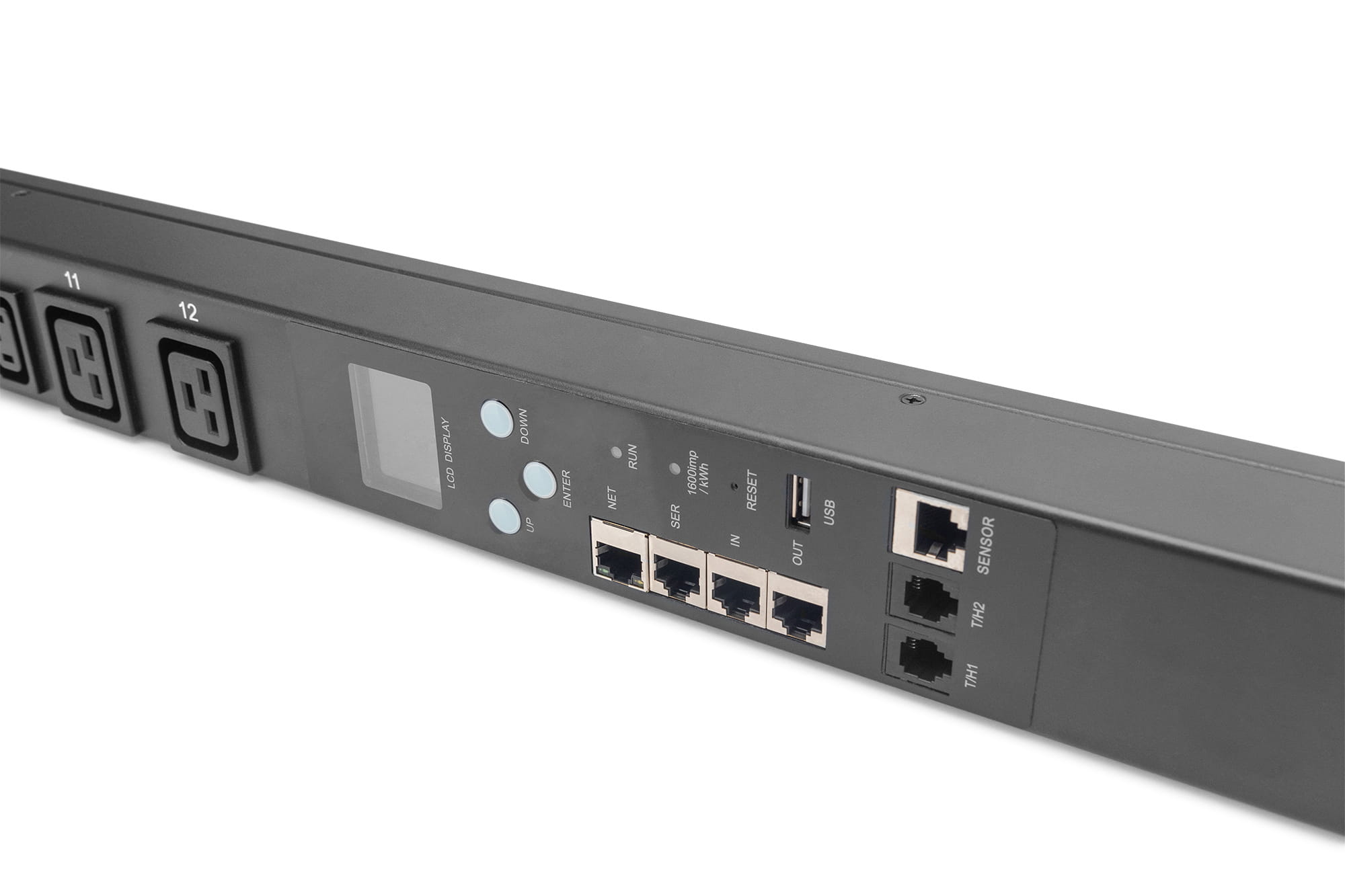 DIGITUS Smart - Steckdosenleiste (Rack - einbaufähig) - Eingangsüberwachung - Wechselstrom 230 V - 3600 VA - 1-phasig - Ethernet 10/100, serial - Eingabe, Eingang IEC 60309 16A - Ausgangsanschlüsse: 24 (4 x IEC 60320 C19, 20 x IEC 60320 C13)