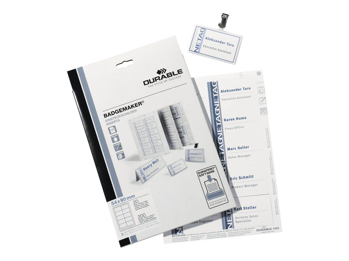 Durable Weiß - 20 Stck. Namensetiketten