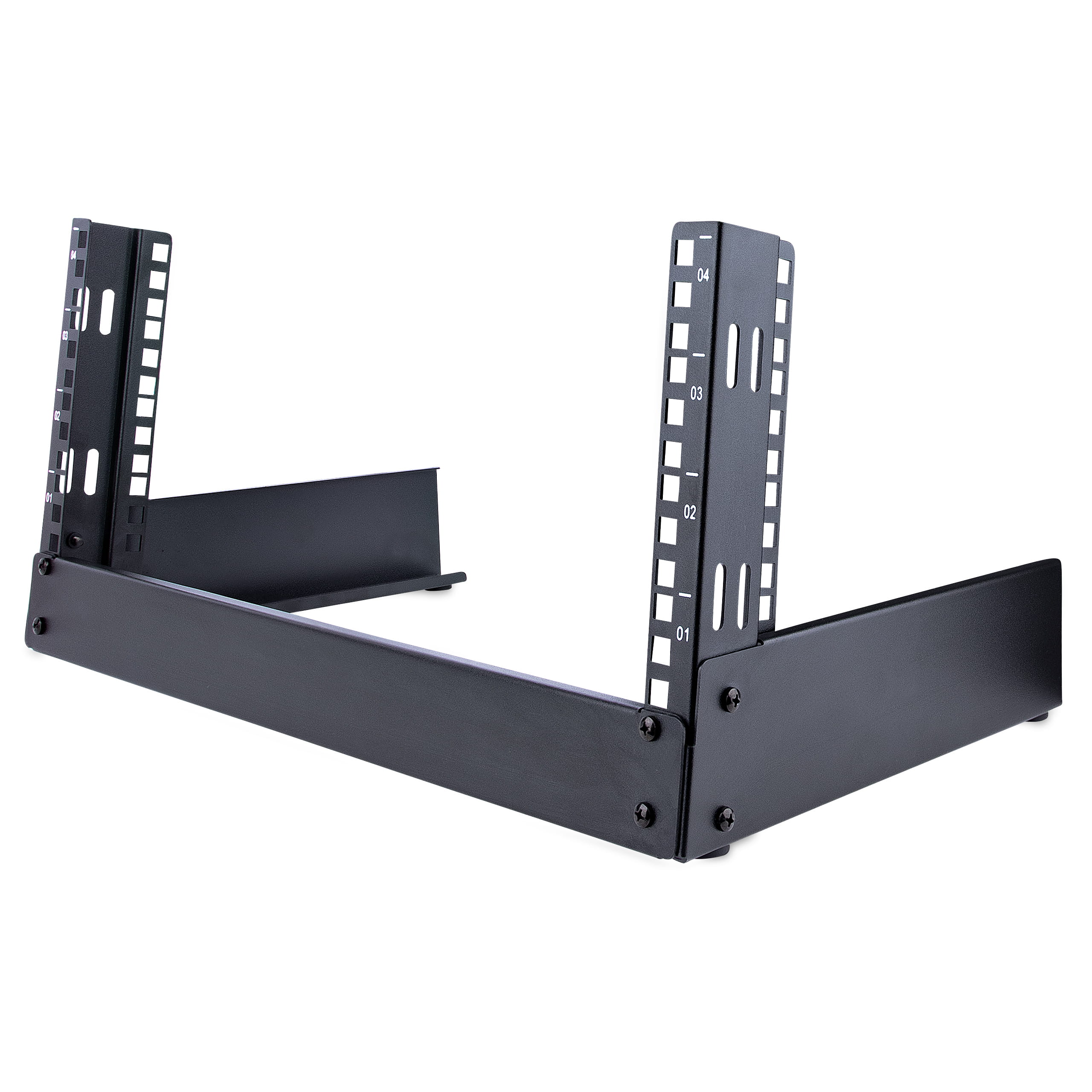 StarTech.com 4HE 19 Zoll Tisch Rack mit offenem Rahmen - 2 Pfosten, freistehendes Netzwerk Rack für Patch Panel/AV/IT/Studio Ausrüstung, 30kg Tragkraft mit Käfig Muttern/Schrauben (RK4OD)