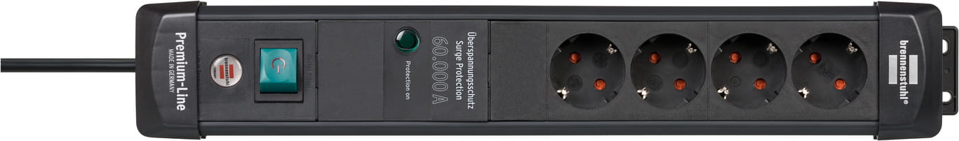 Brennenstuhl 1951140300, 1,8 m, Drinnen, Abgewinkelt, IP20, Schwarz, 4 AC-Ausgänge