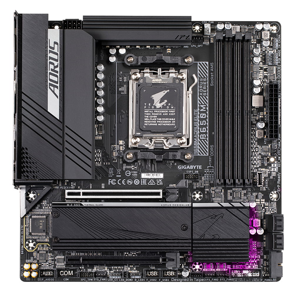 Gigabyte AORUS B650M ELITE - 1.0 - Motherboard - micro ATX - Socket AM5 - AMD B650 Chipsatz - USB 3.2 Gen 2, USB-C 3.2 Gen2, USB 3.2 Gen 1, USB-C 3.2 Gen 2x2 - 2.5 Gigabit LAN - Onboard-Grafik (CPU erforderlich)