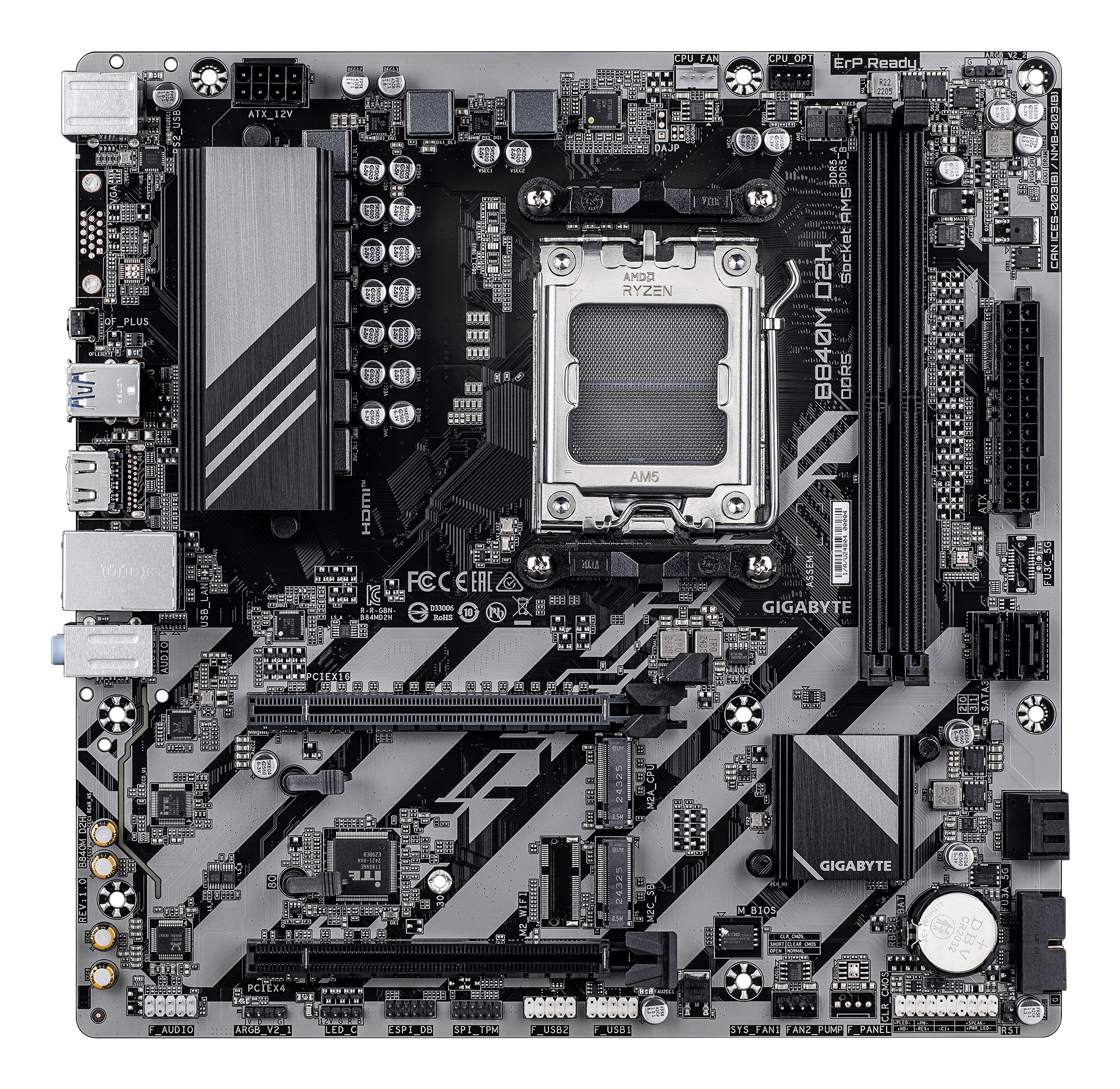 Gigabyte B840M D2H - Motherboard - micro ATX - Socket AM5 - AMD B840 Chipsatz - USB 3.2 Gen 1 - 2.5 Gigabit LAN - Onboard-Grafik (CPU erforderlich)