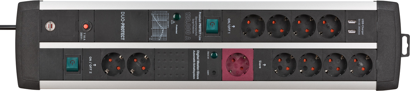 Brennenstuhl 1392000230, 3 m, Drinnen, Type E/F, EDB, Type K-IT, IP20, Schwarz, Silber, 11 AC-Ausgänge