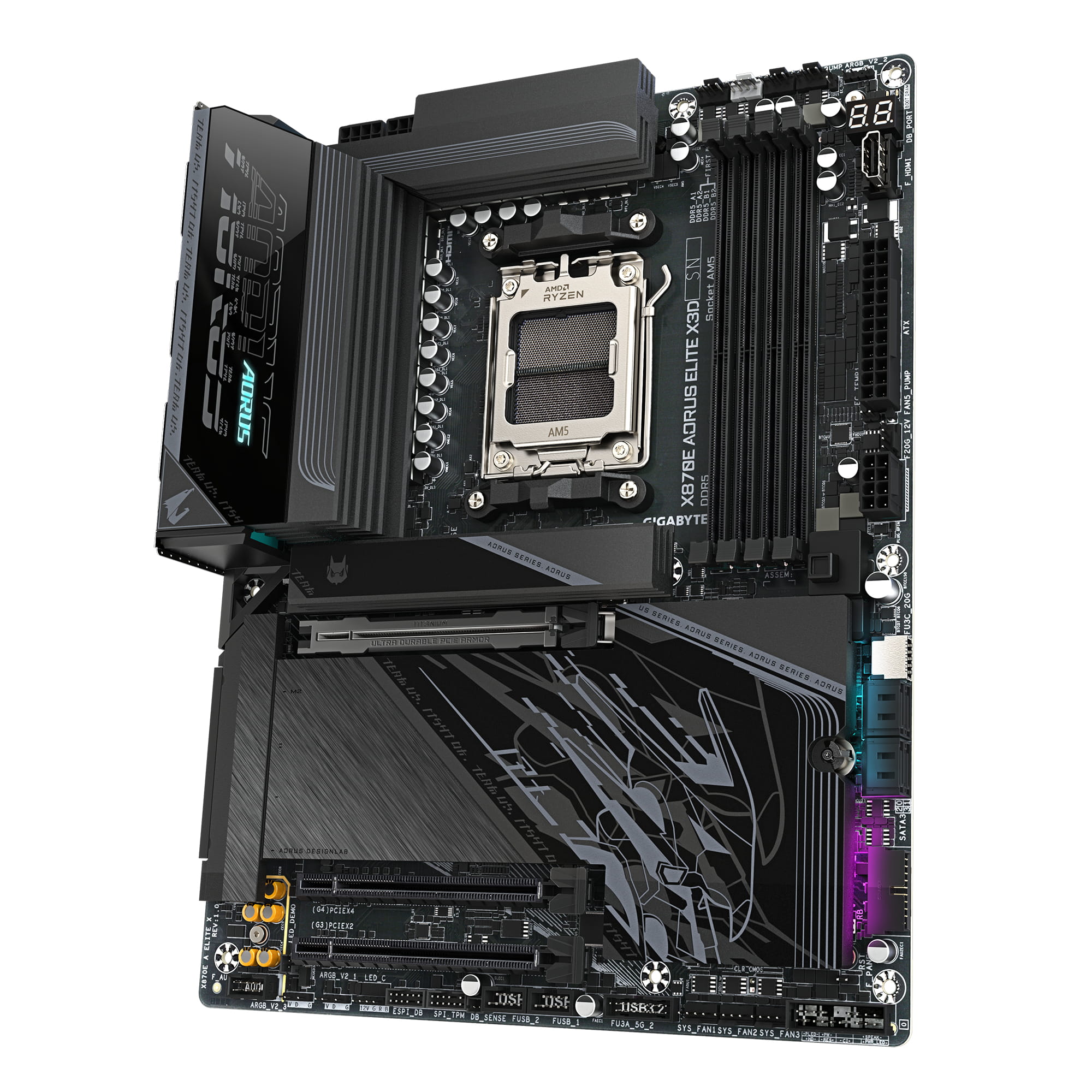 Gigabyte X870E AORUS ELITE X3D Mainboard – Unterstützt AMD Ryzen 9000 Prozessoren, 16+2+2-Phasen Digital-VRM, bis zu 9000 Hz DDR5 (OC), 2 x PCIe 5.0 + 2 x PCIe 4.0, Wi-Fi 7, 5 GbE LAN, USB 4, AMD, Sockel AM5, AMD Ryzen 7000 Series, AMD Ryzen 8000 Seri