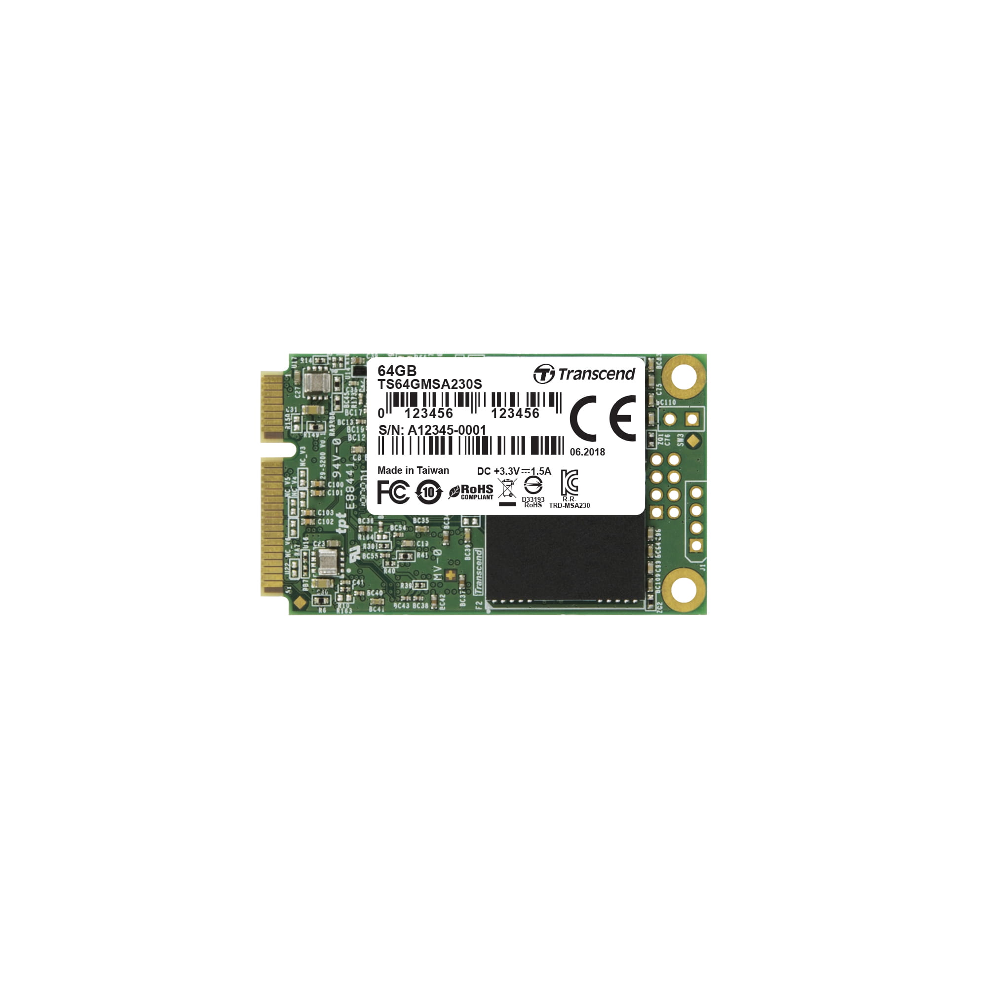 Transcend 230S - SSD - 64 GB - intern - mSATA