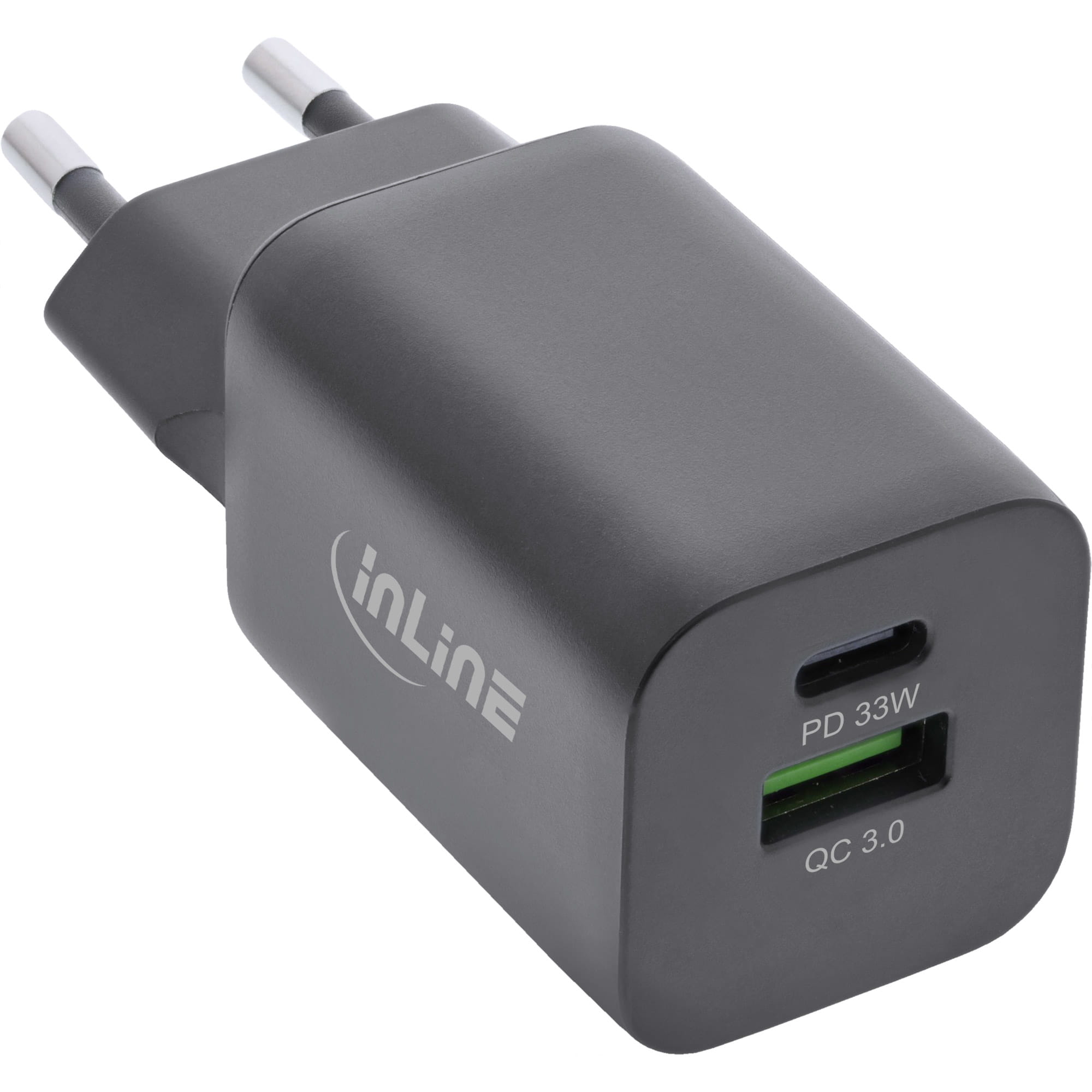 InLine Power Delivery + Quick Charge USB Netzteil - 33W - USB-A + USB-C - schwarz