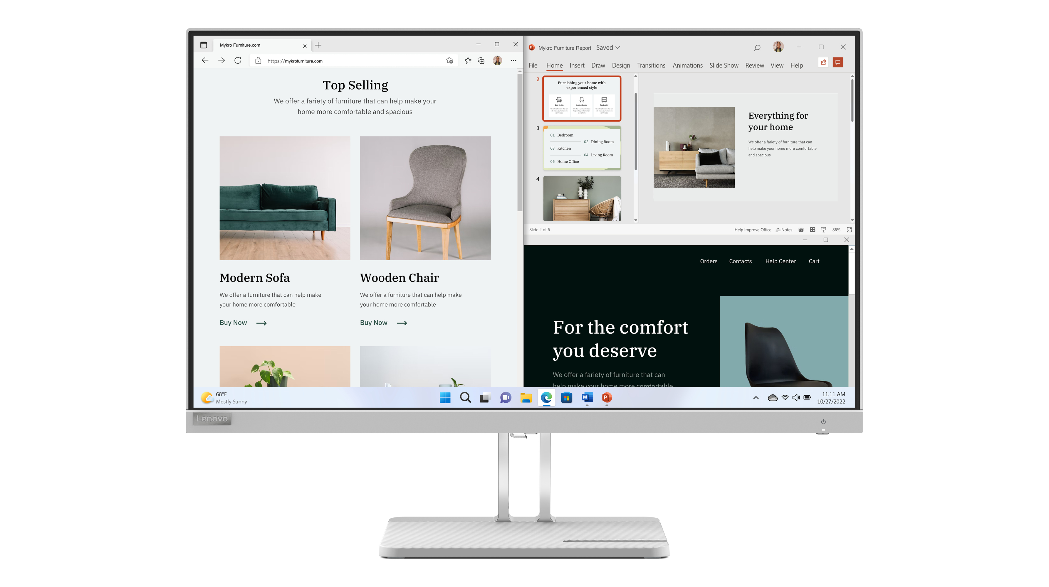 Lenovo L27e-40 - LED-Monitor - 68.6 cm (27") (27" sichtbar)