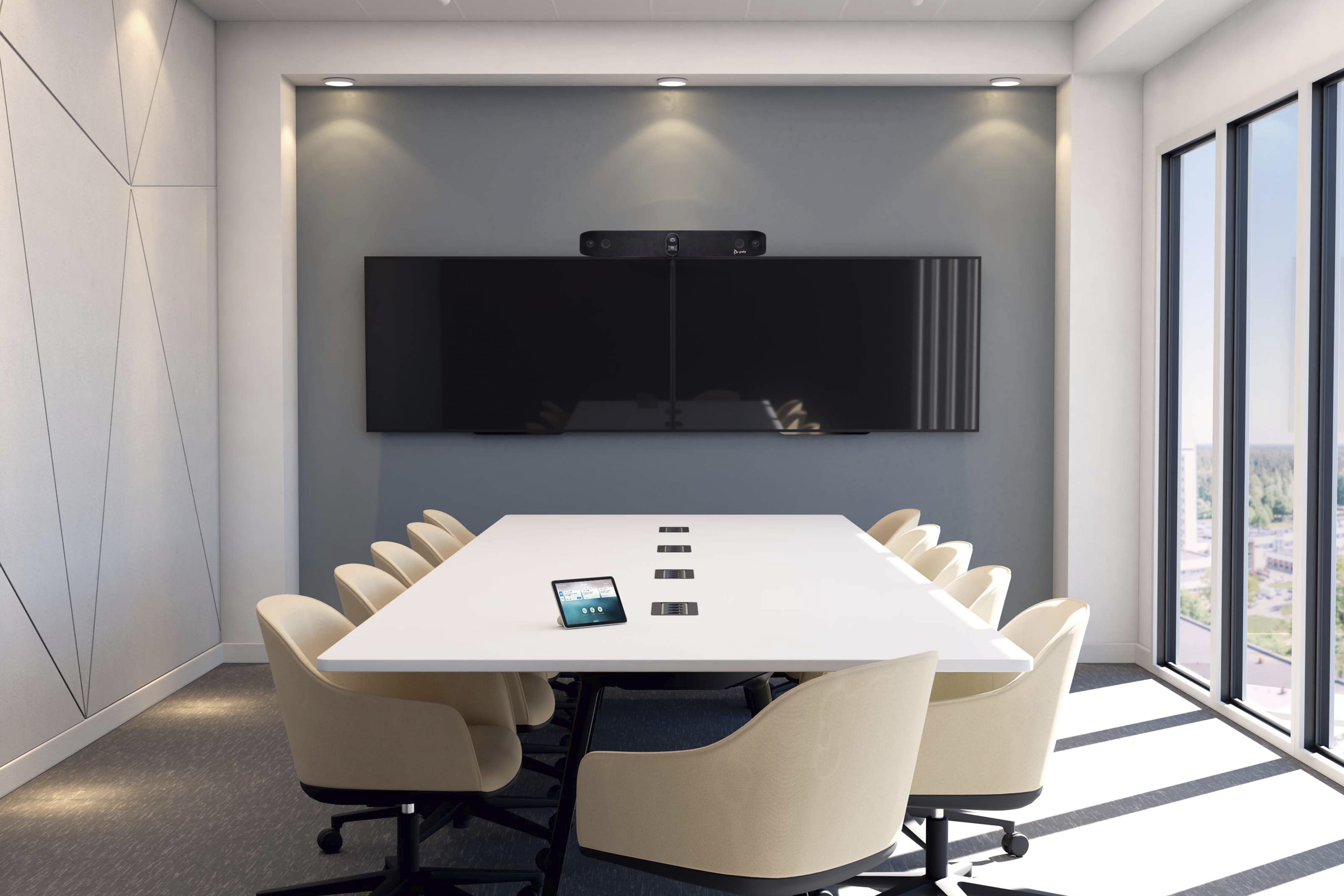 HPE HP Poly Studio X70 All-In-One-Videoleiste mit TC8 Controller-Kit, Videozusammenarbeit, 4K Ultra HD, 30 fps, 7,3x, Schwarz, Grau