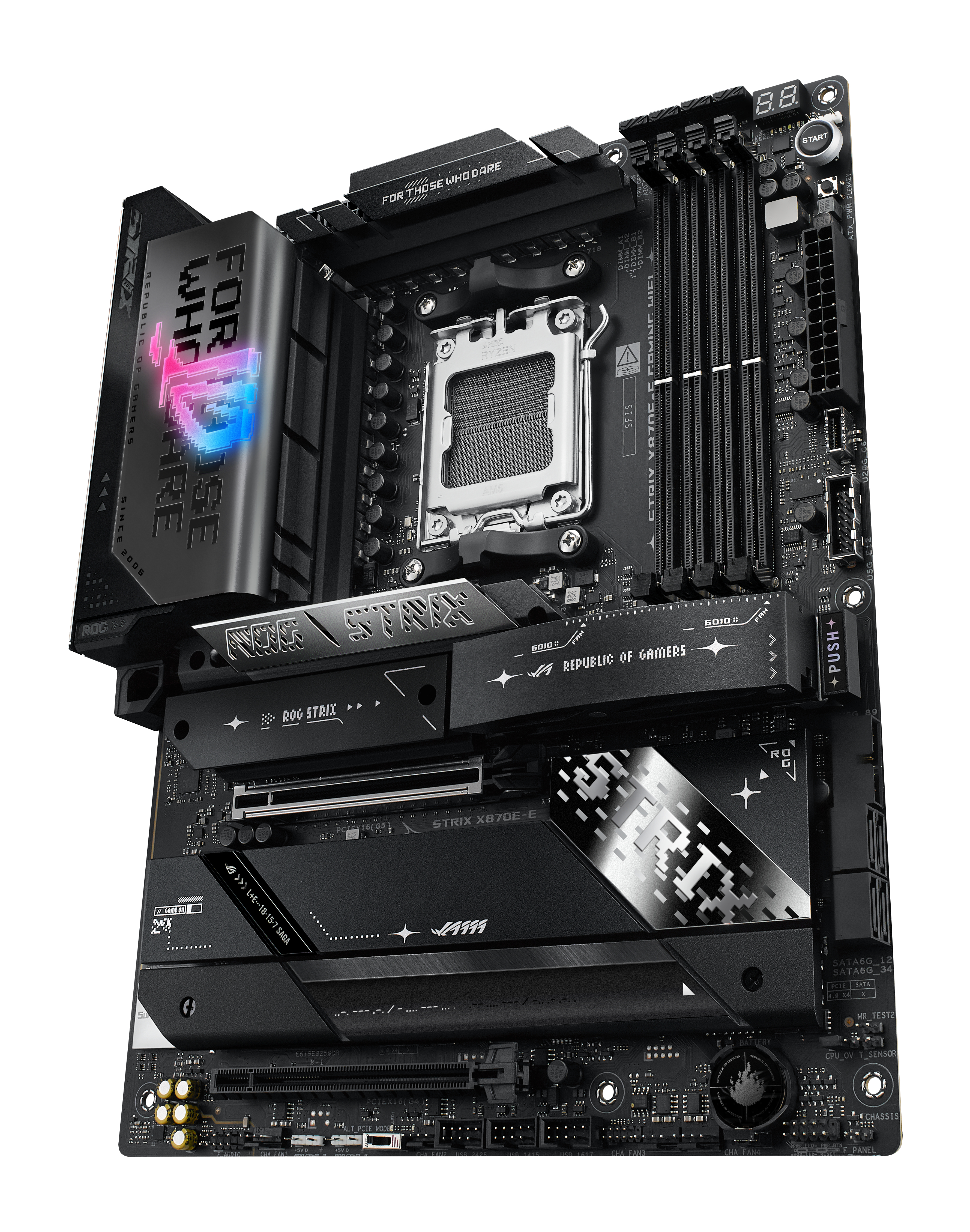 ASUS ROG STRIX X870E-E GAMING WIFI - Motherboard - ATX - Socket AM5 - AMD X870E Chipsatz - USB4, USB-C 3.2 Gen 2x2, USB-C 3.2 Gen2, USB 3.2 Gen 2, USB 3.2 Gen 1 - Wi-Fi 7, 5 Gigabit Ethernet, Bluetooth - Onboard-Grafik (CPU erforderlich)