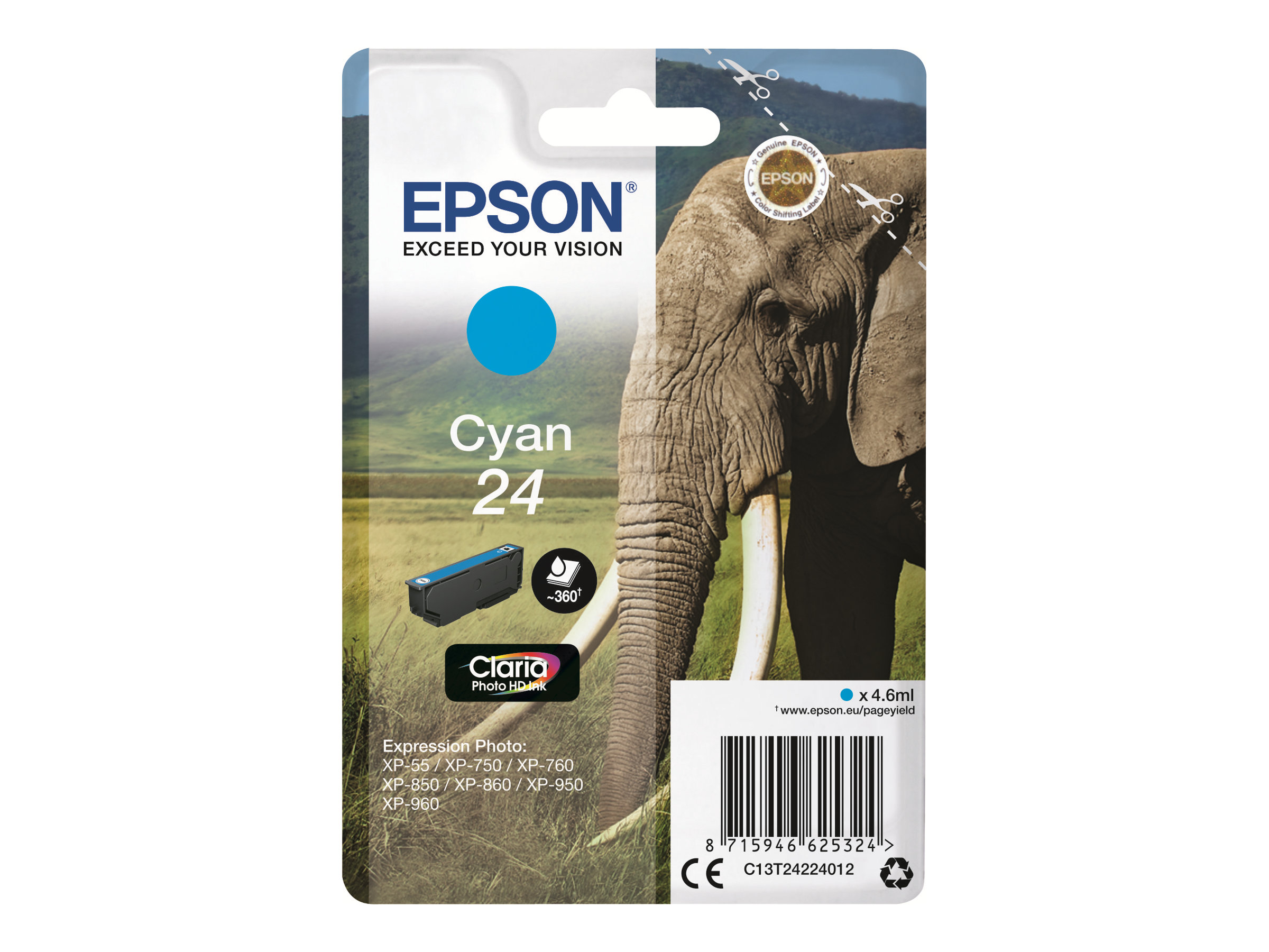 Epson 24 - 4.6 ml - Cyan - Original - Tintenpatrone