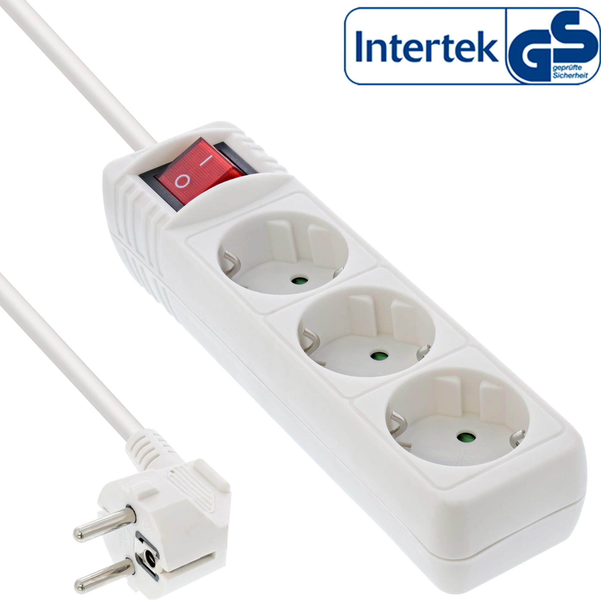 InLine Steckdosenleiste - 3-fach Schutzkontakt - mit Schalter - weiß - 1,5m InLine Steckdosenleiste - 3-fach Schutzkontakt - mit Schalter - weiß - 1,5m