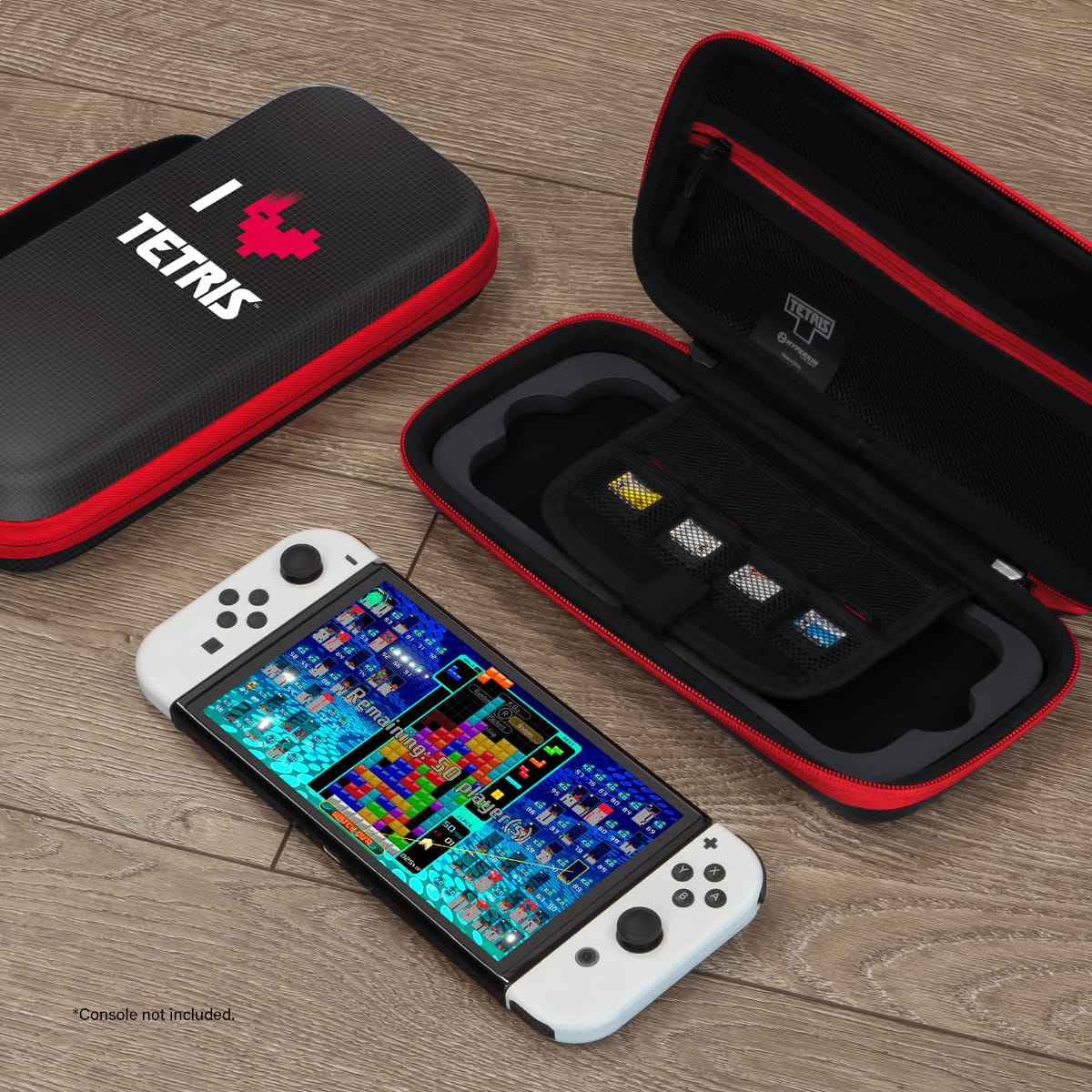 Hyperkin M07541-TEHD, Hartschalenkoffer, Schwarz, Rot, EVA (Äthylen-Vinylazetat), Nintendo Switch, Stoßfest, Tropfsicher, Kratzresistent, Tetris