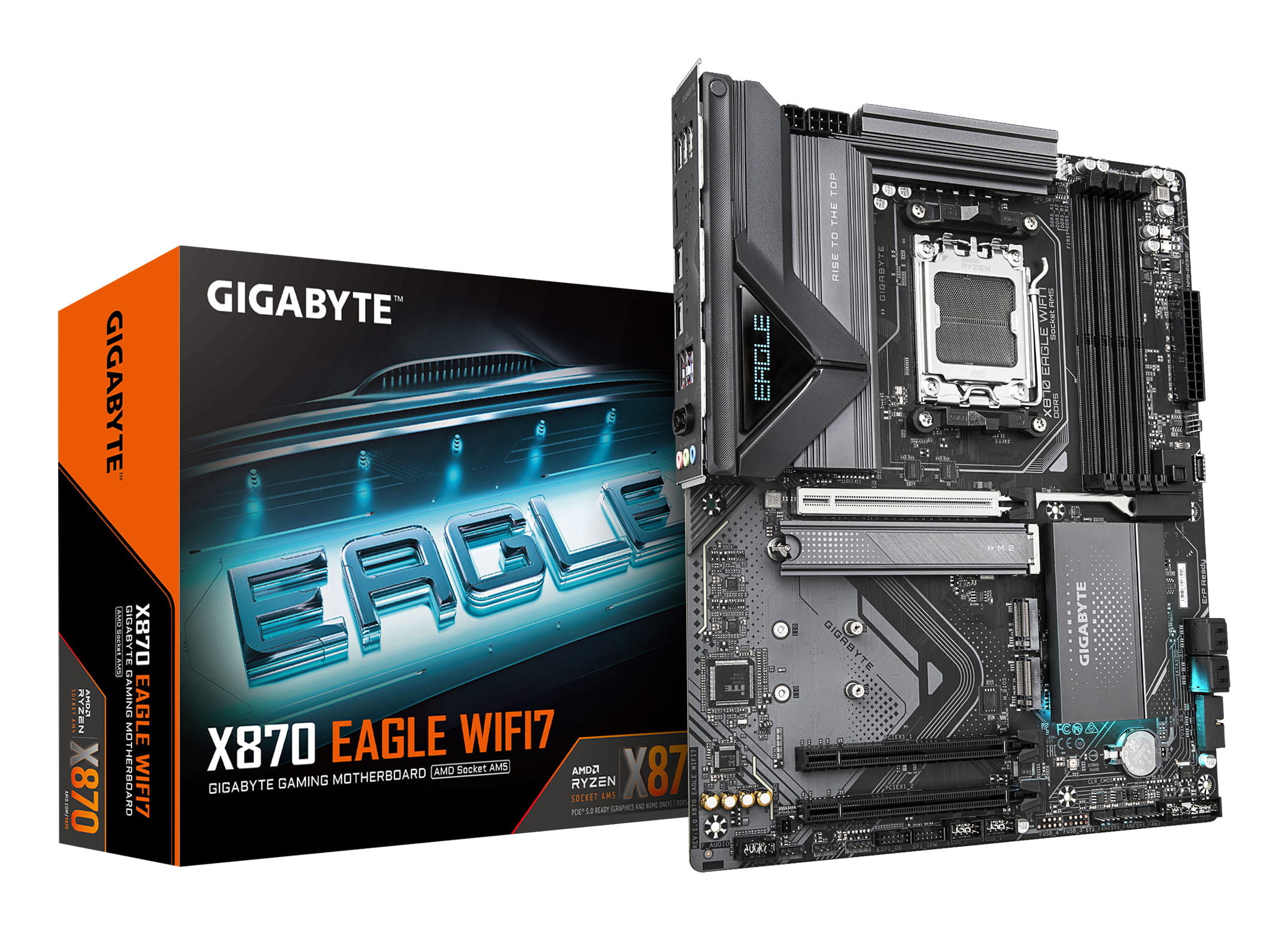 Gigabyte X870 EAGLE WIFI7 - Motherboard - ATX - Socket AM5 - AMD X870 Chipsatz - USB-C 3.2 Gen 2x2, USB4, USB 3.2 Gen 1, USB 3.2 Gen 2 - 2.5 Gigabit LAN, Bluetooth, Wi-Fi 7 - Onboard-Grafik (CPU erforderlich)